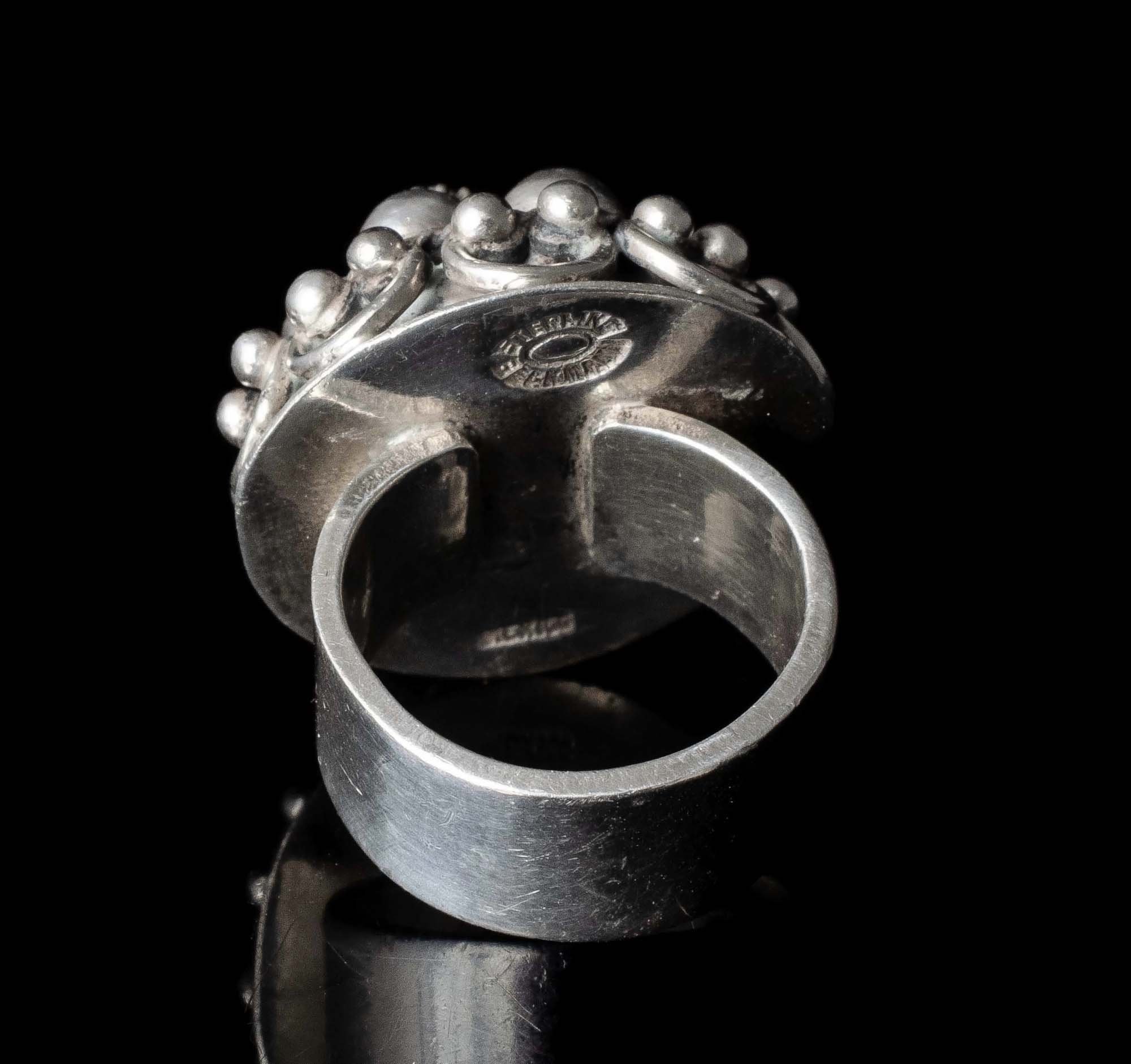 Carmen Beckmann Mexican silver Etruscan style Ring — One Good Eye Silver