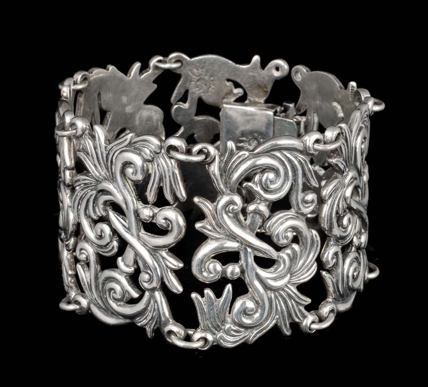 Los Castillo Mexican silver repousse floral Bracelet