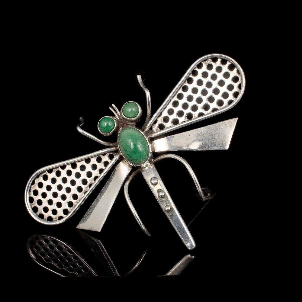 Mexican Deco Machine Age silver dragonfly Brooch