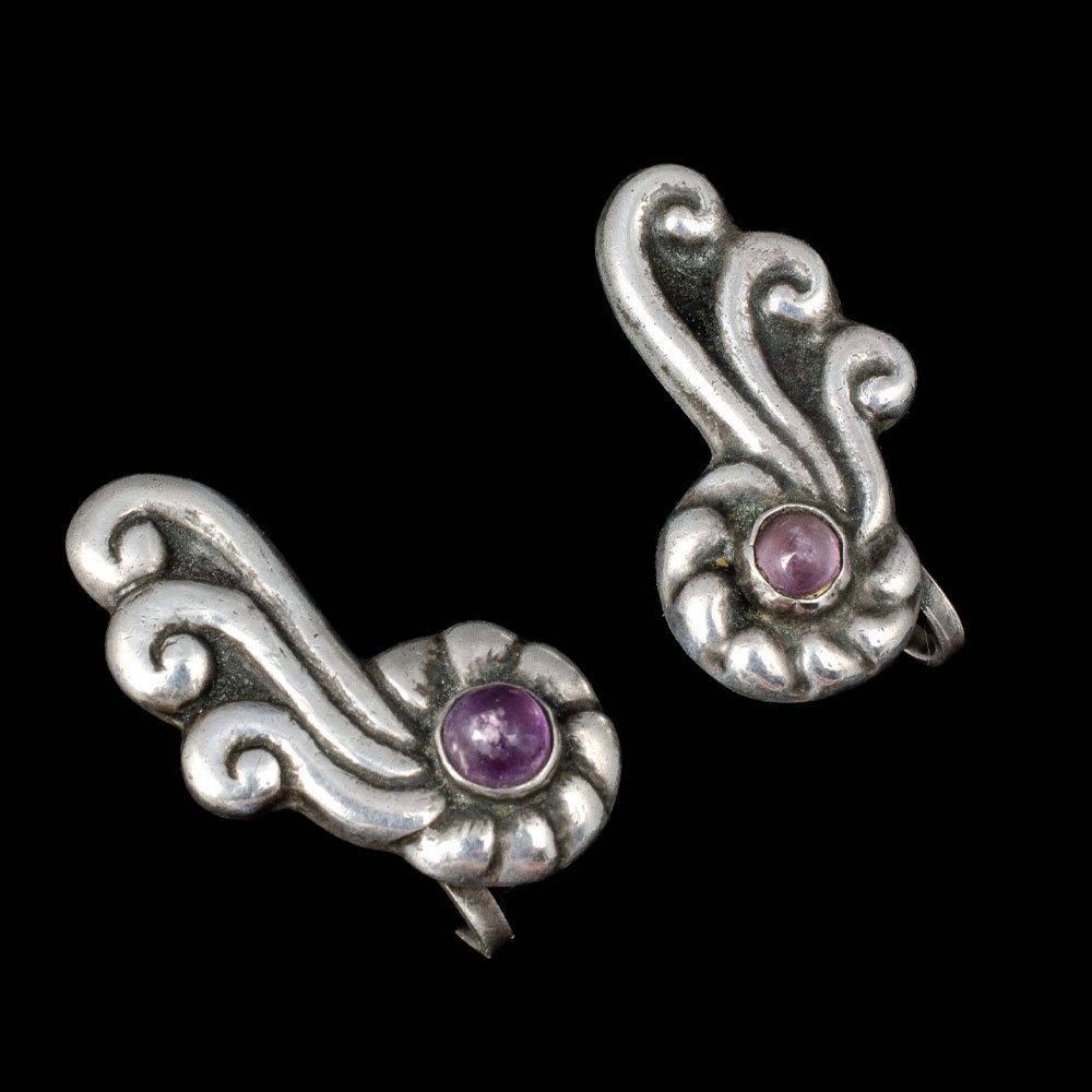 Mexican Deco silver and amethyst Earrings