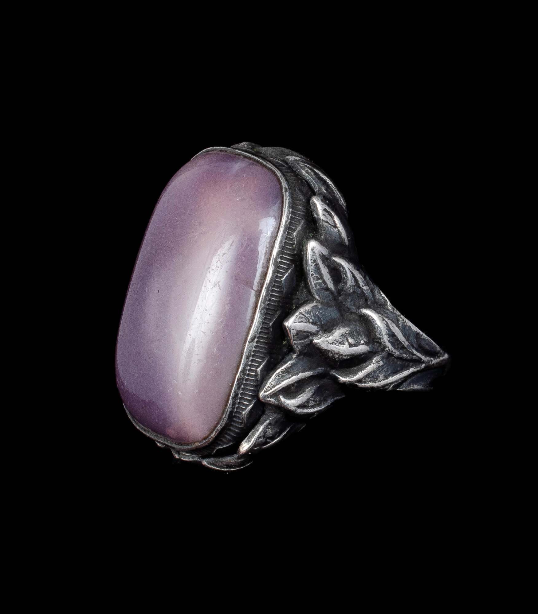 retro sterling silver and moonglow lucite Ring