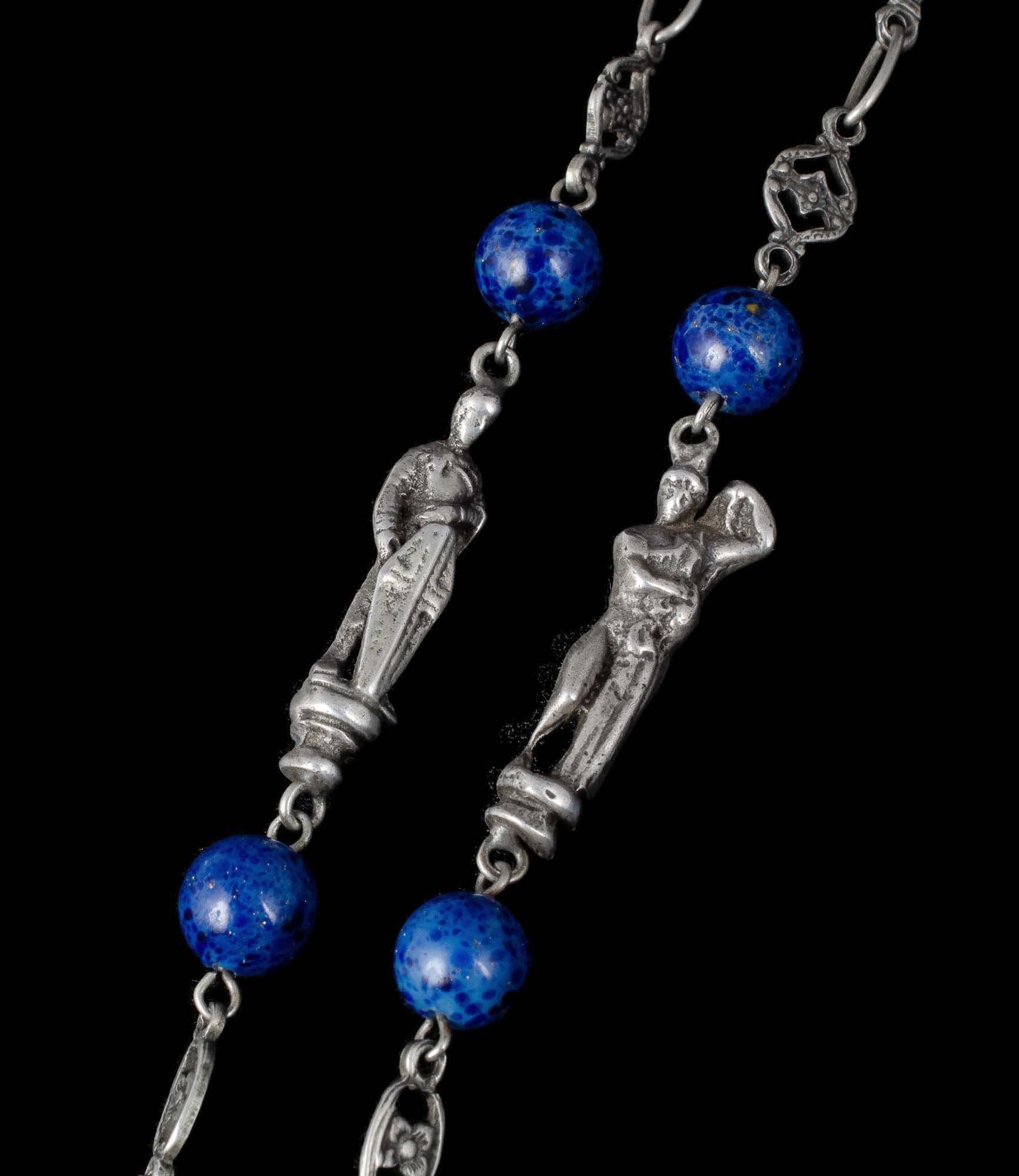 Italian Renaissance Revival silver sodalite Chain Necklace