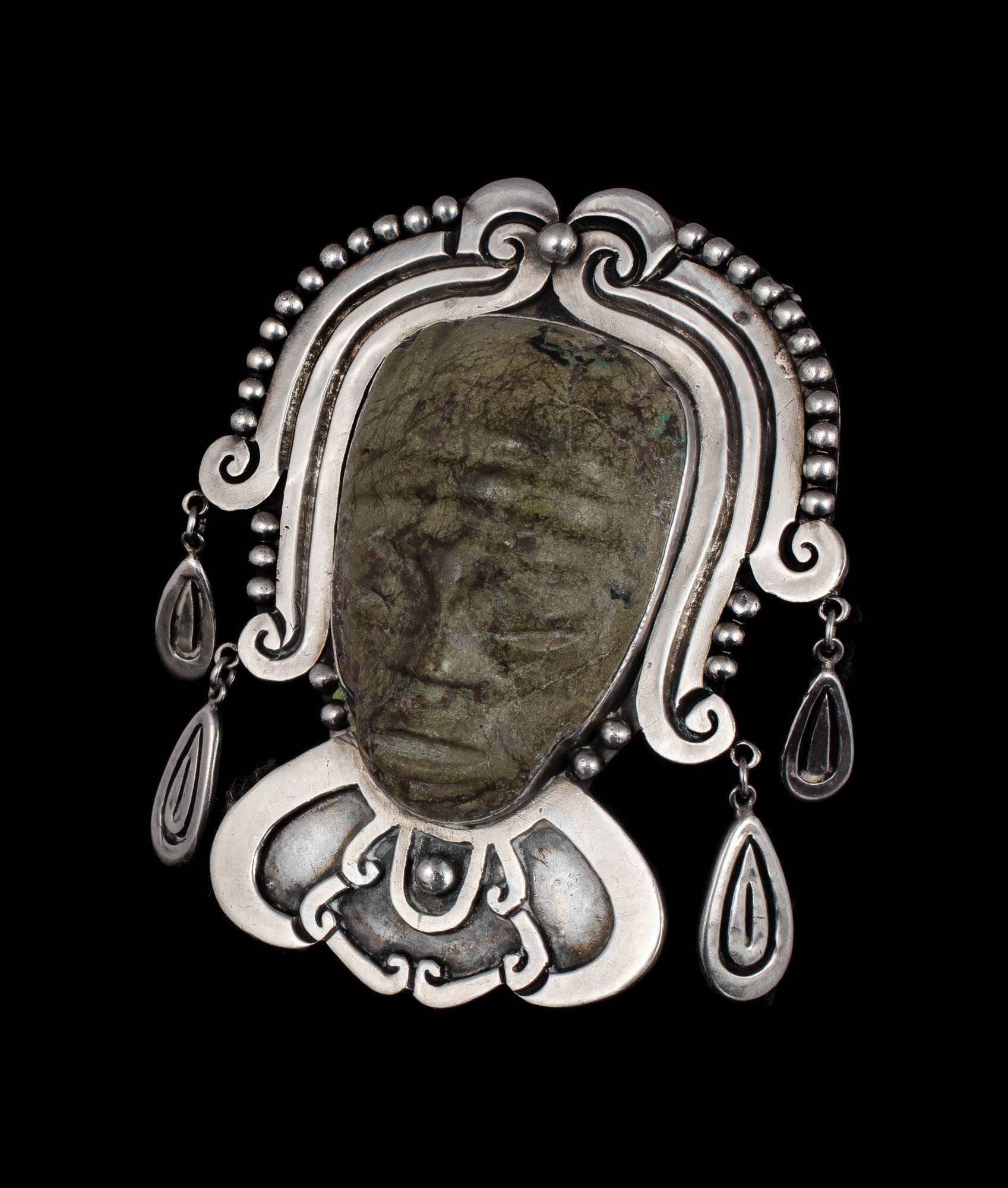 Damaso Gallegos early Taxco 980 silver "mask" Pin / Pendant