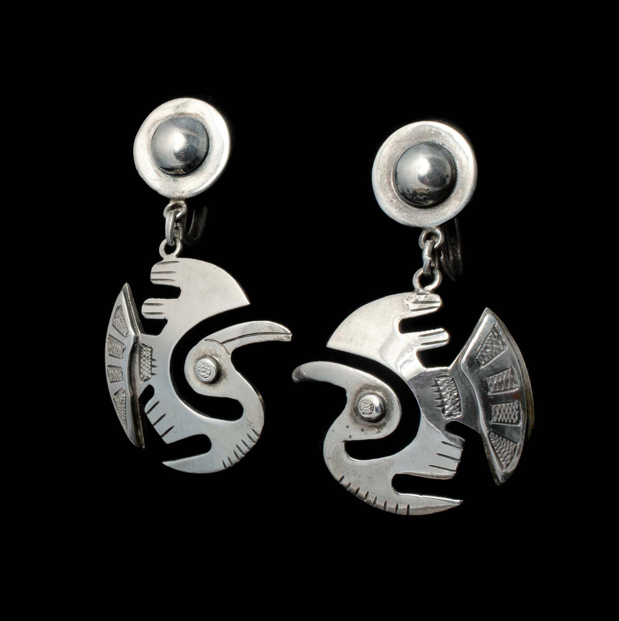 Graziella Laffi Peruvian silver "condor" Dangle Earrings