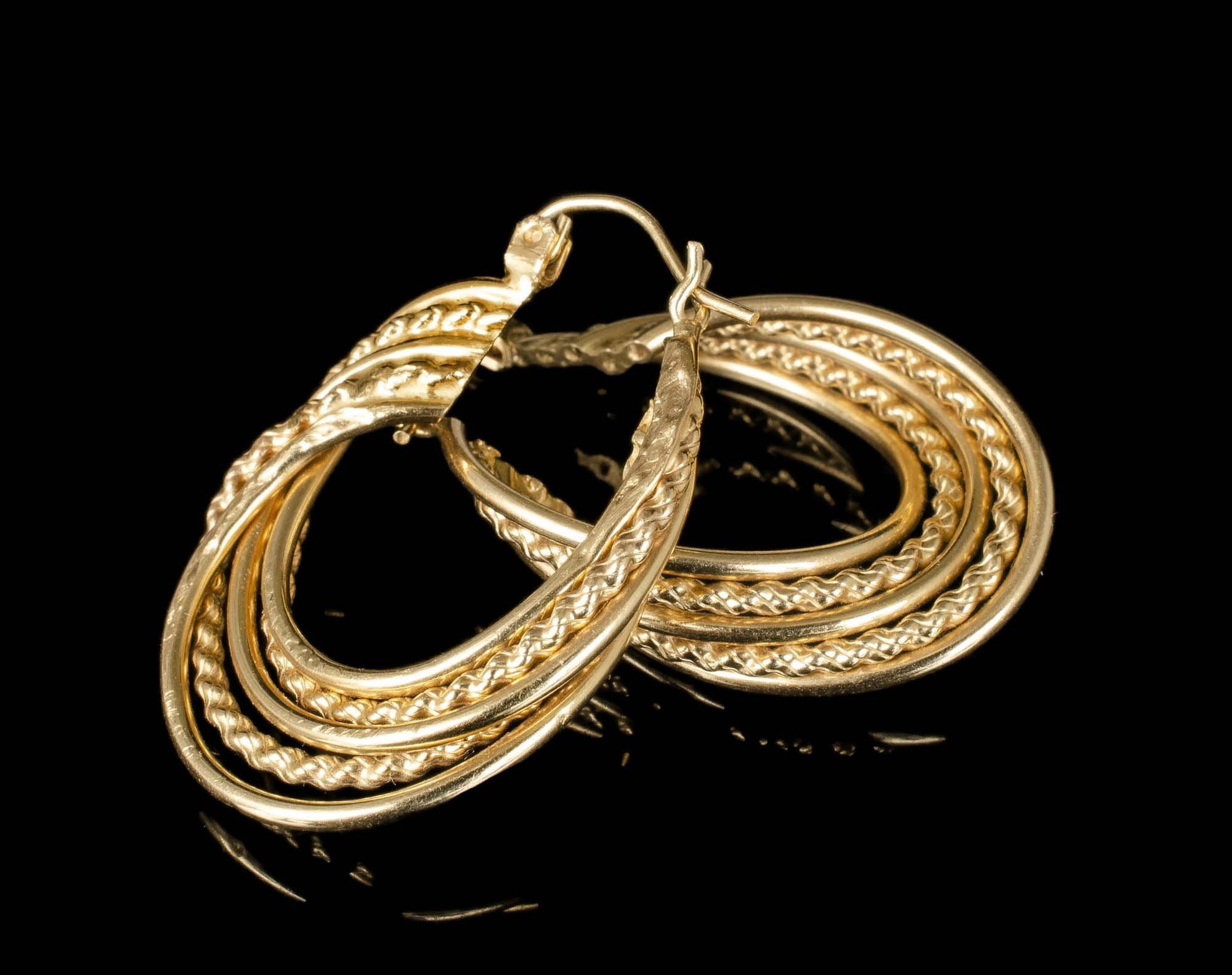 Vintage 14K Yellow Gold Hinged Diamond Hoop Earrings - HIGH KARAT LLC