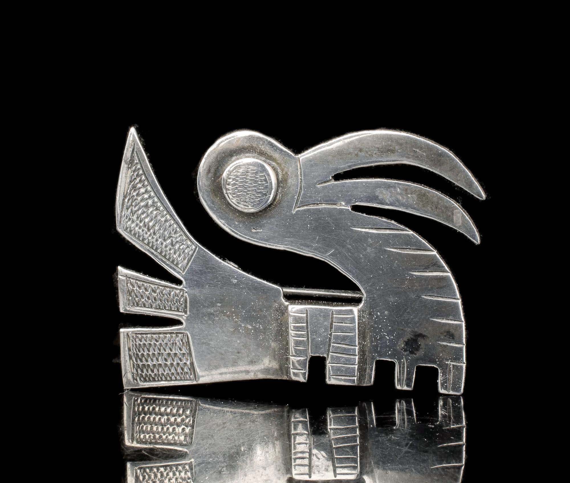 Graziella Laffi Peruvian silver pelican Brooch