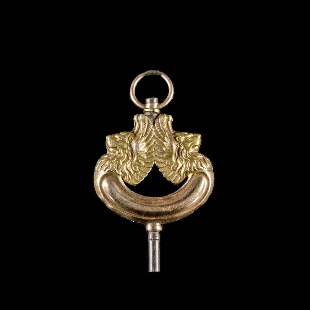 antique Victorian gold filled Watch Key / Fob ~ winged lions