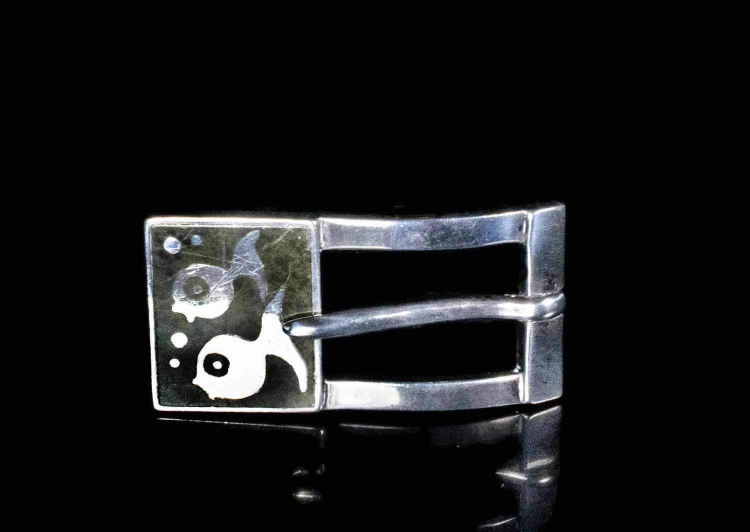 Los Castillo Taxco Onix Onyx Negro Black Silver Inlay Mexican Belt Buckle VTG Los Castillo Mexican silver  main image 2
