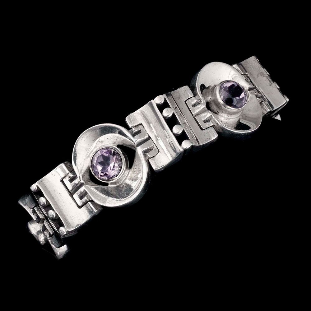 Los Ballesteros Mexican 970 silver and amethyst modernist Bracelet