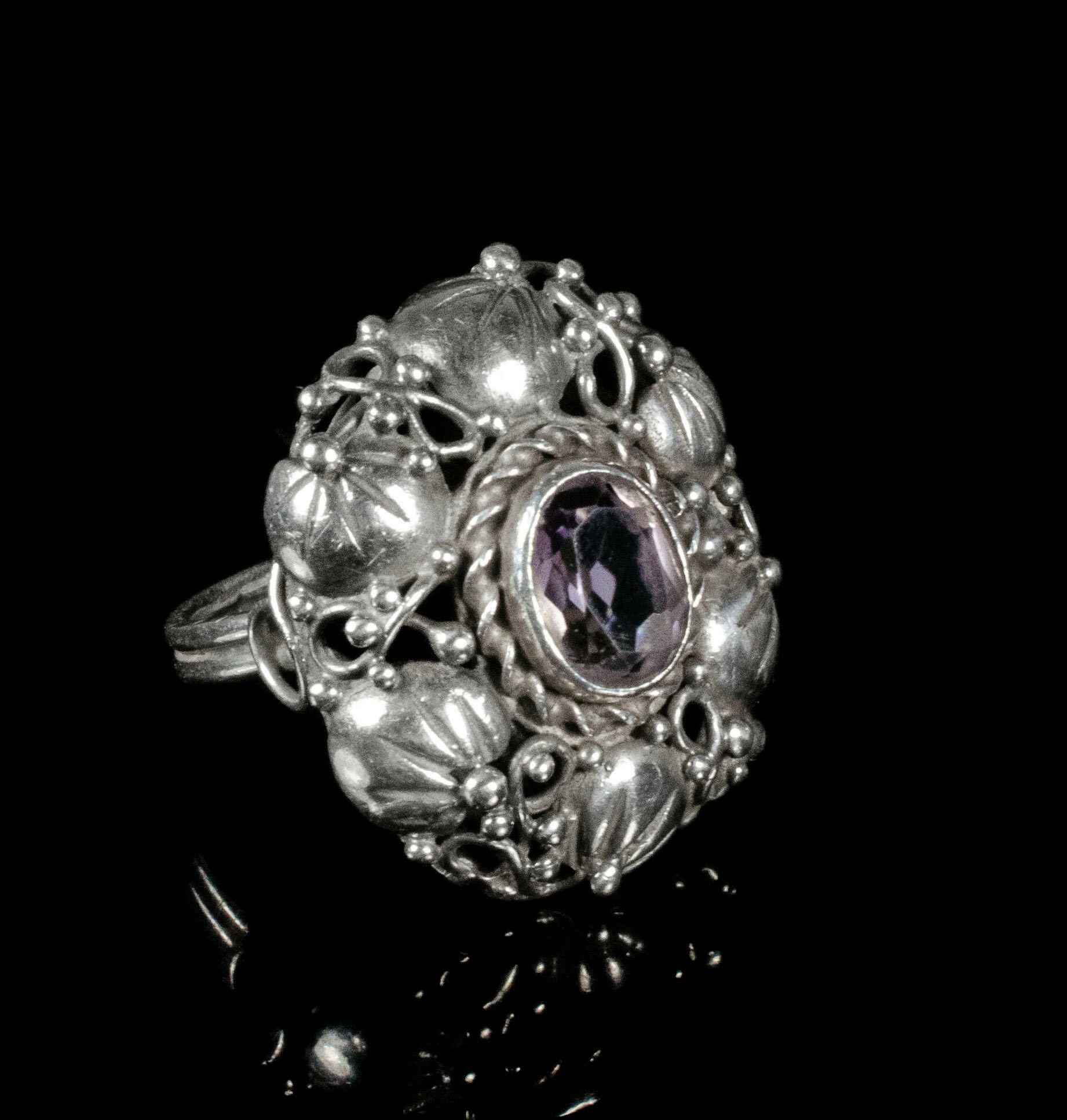 Mary Gage silver and amethyst "lily pads" Ring