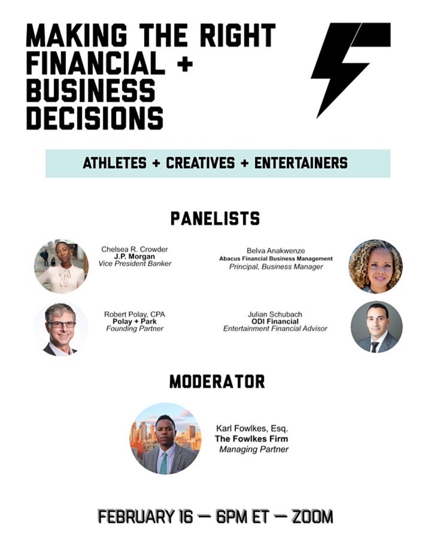 Register for our panel discussion about financial education and investing for artists and entertainers. Going to be 🔥  bit.ly/3tFqObT