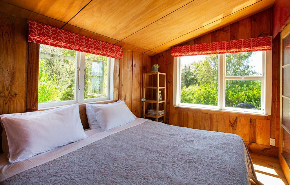 Double bedroom wooden interior