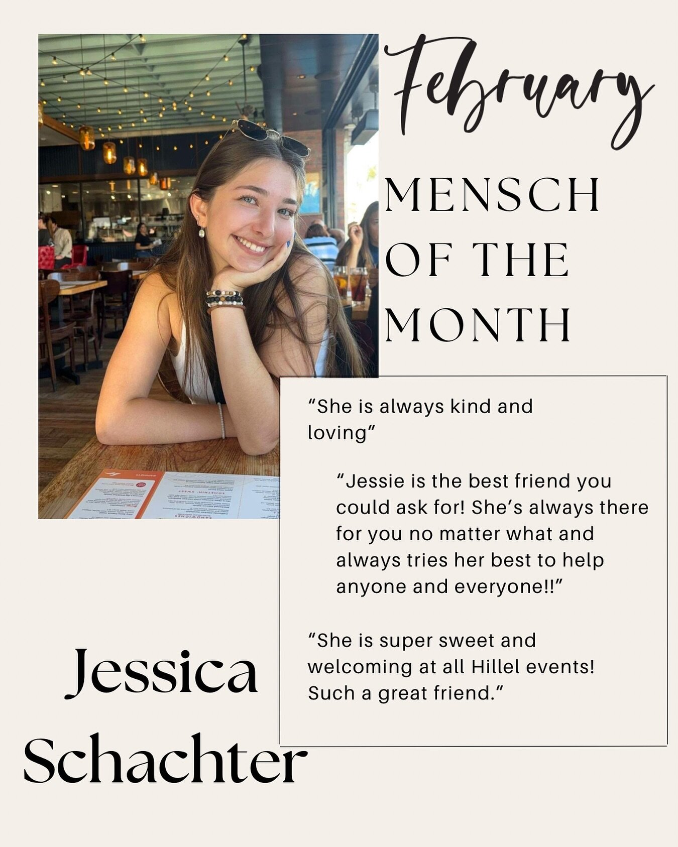 Jessie is our Mensch of the Month for February! Congrats Jessie! Thank you for being so awesome!

Link in bio to nominate your friends for next month&rsquo;s Mensch of the Month!