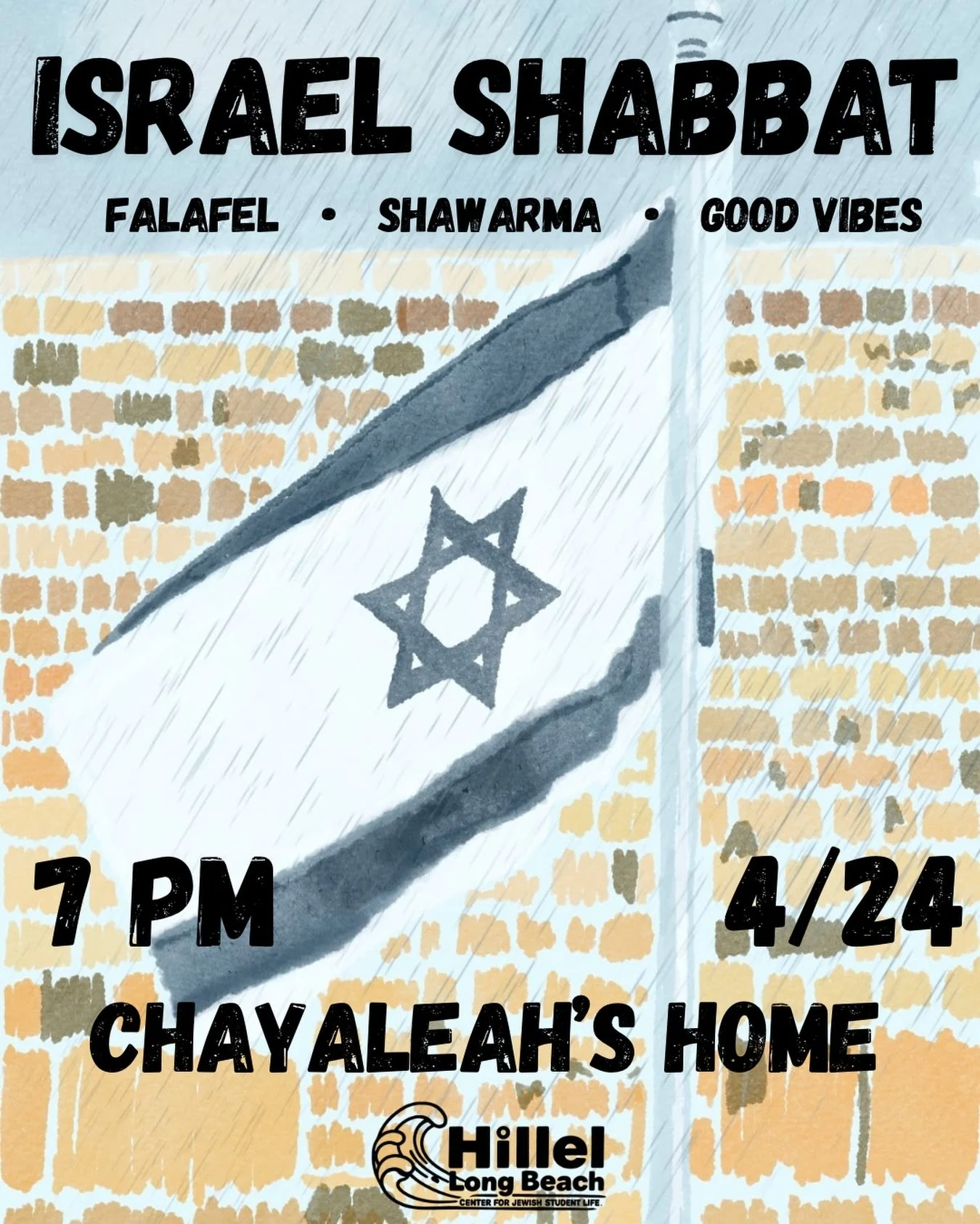 This Friday come join us at Israel Shabbat to wrap up our Israel Week events 🇮🇱💙

7pm at Chayaleah&rsquo;s home. Join our WhatsApp to get the address if it&rsquo;s your first time! 

See you there 🤍