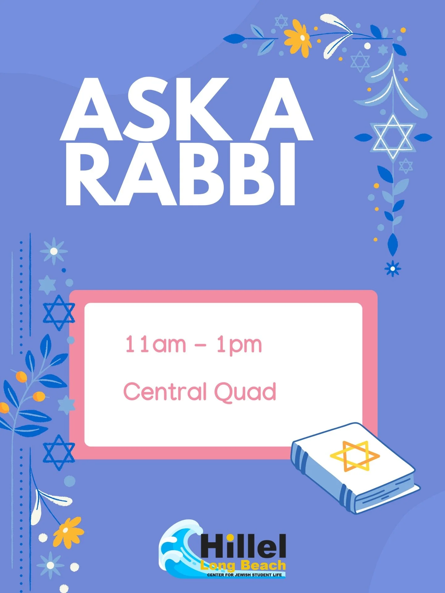 Come to our Ask a Rabbi booth on Thursday, 11am-1pm! 

See you there 🥳