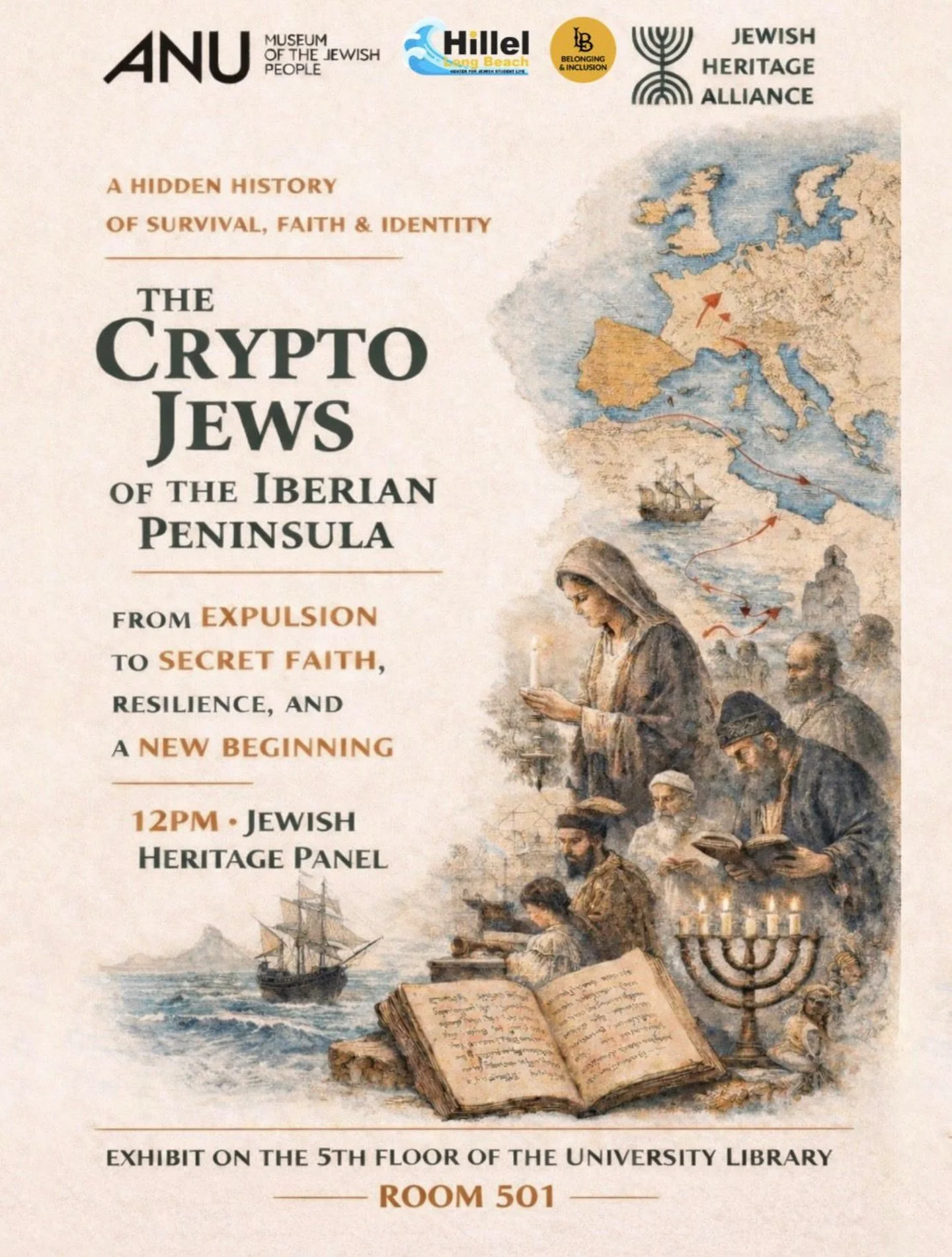 This Wednesday, join us for our student panel: The Crypto Jews of the Iberian Peninsula. Brought to us by @anumuseum !

A powerful exploration of survival, secret faith, and resilience spanning generations.

From the expulsion to a new beginning, thi
