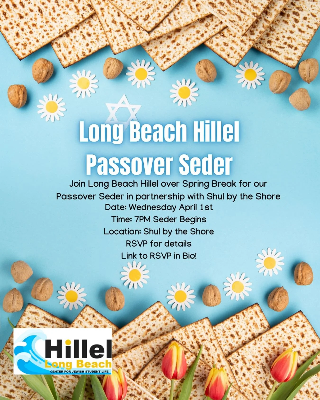 Away from classes doesn&rsquo;t mean away from community. Beach Hillel is still hosting our Passover Seder over spring break, and we&rsquo;d love to celebrate with you. 🌊🫓