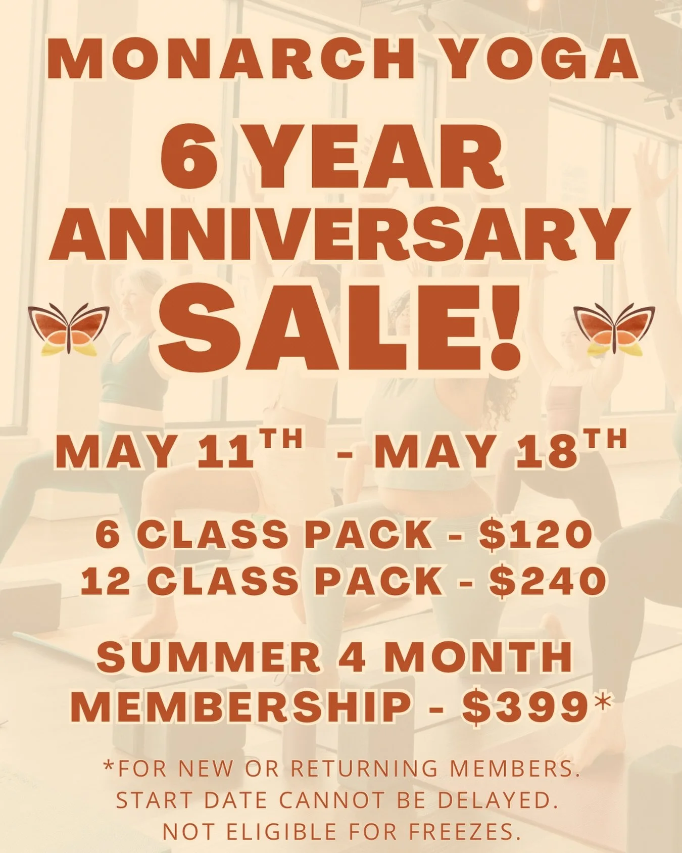 ‼️ 6 YEAR ANNIVERSARY SALE ‼️

Six years of community, sweat, and showing up &mdash; and we&rsquo;re celebrating with one of our biggest sales of the year! 

Starting today through May 18th, stock up, commit, and get your summer routine started:

⭐ 6