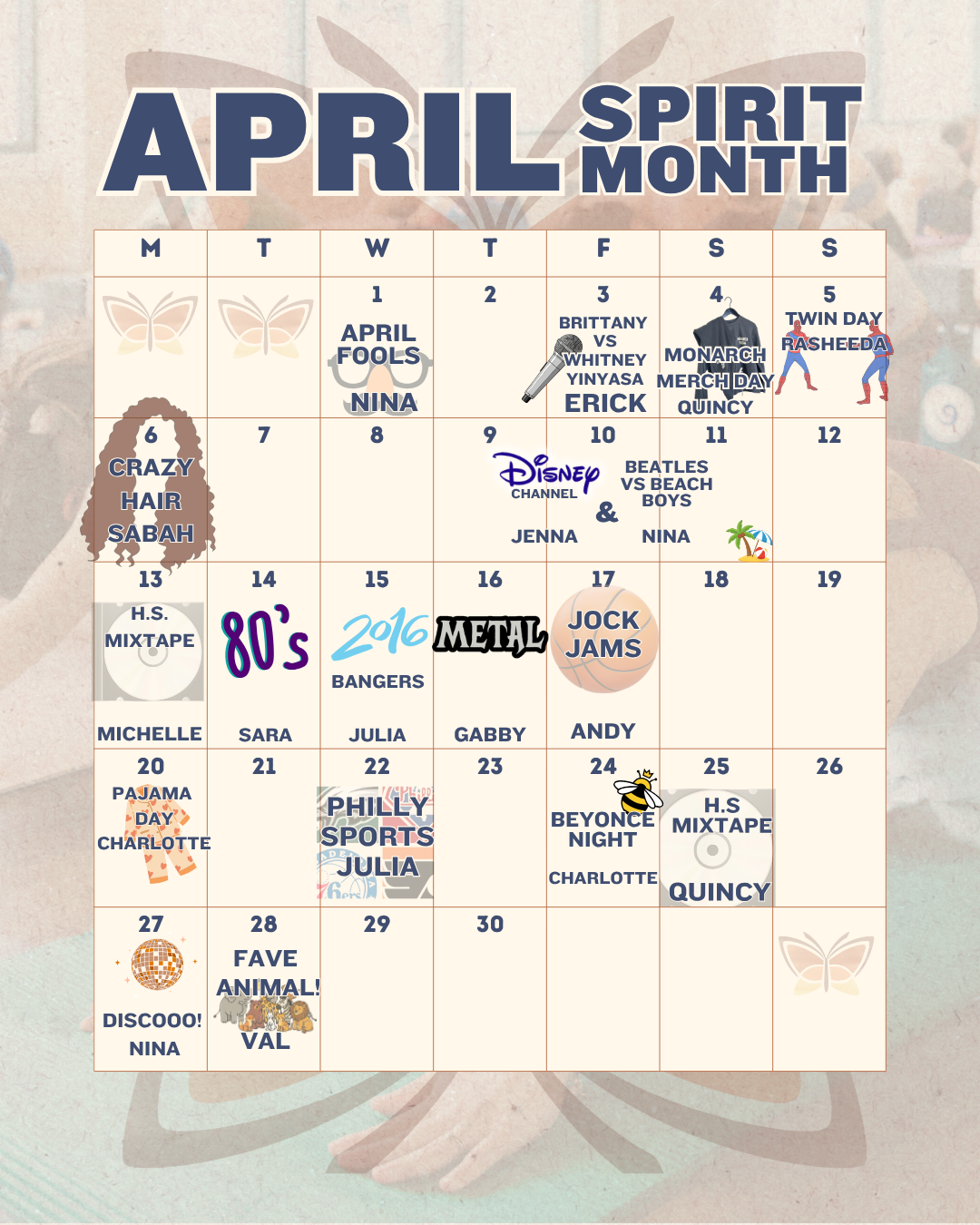 spirit month calendar april challenge monarch yoga hot yoga prenatal safe non heated yoga