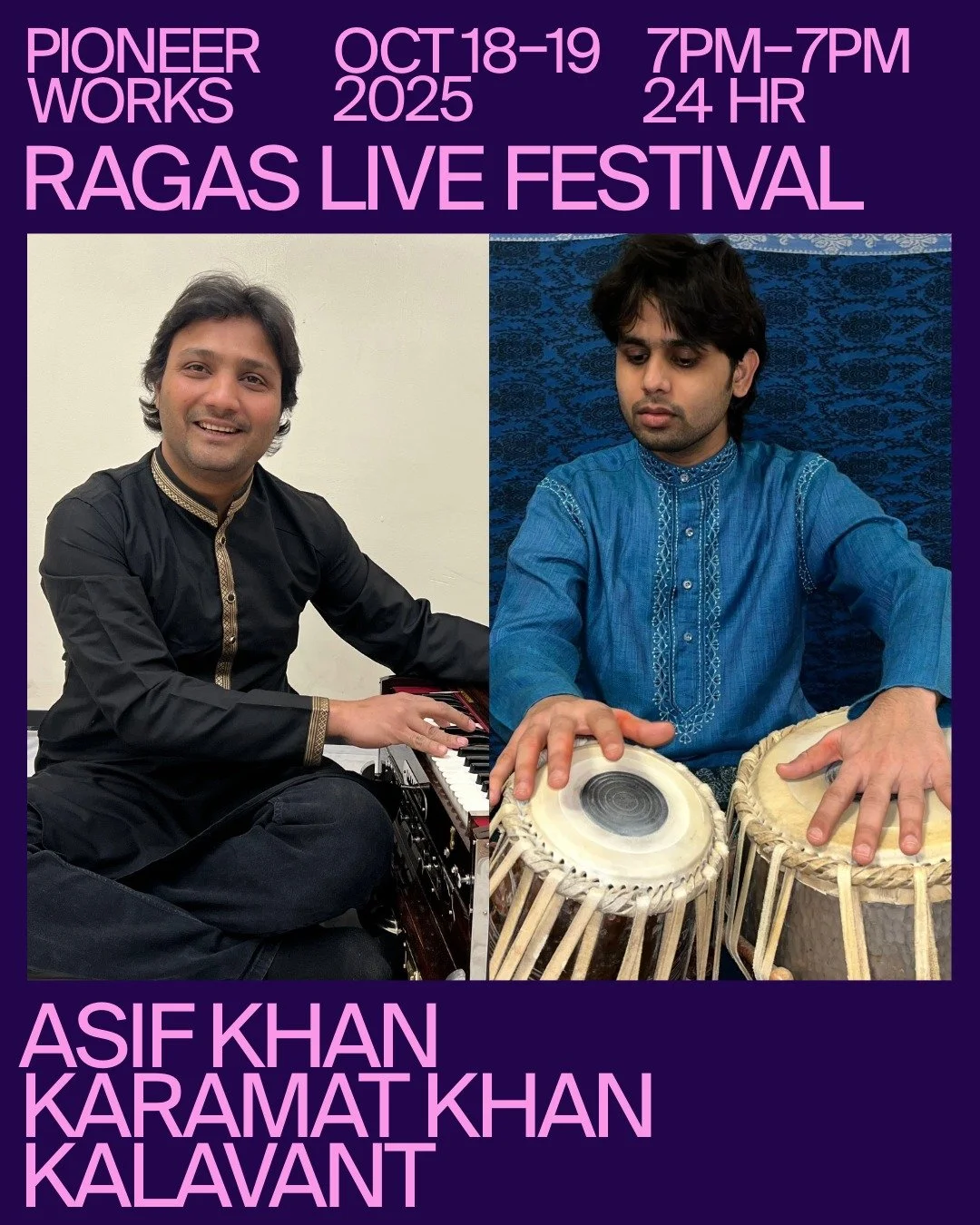 Asif Khan (vocal) 
Karamat Khan Kalavant (tabla)

Ragas Live Festival 2025
October 18-19 at Pioneer Works

Full schedule available at the link in our bio! @ragaslivefestival

Ragas Live Festival is produced by Pioneer Works in collaboration with the 