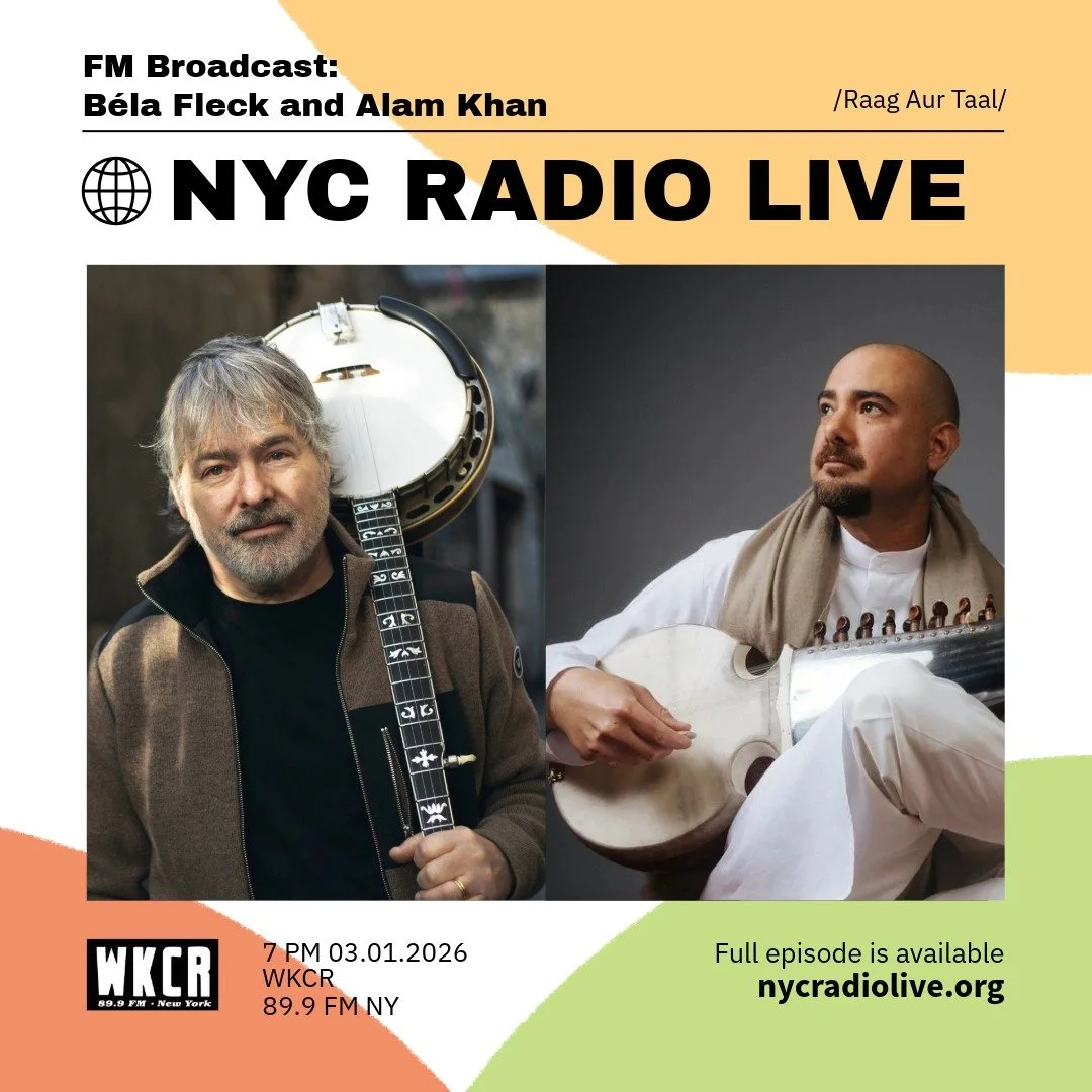Tonight on WKCR-FM, we'll be sharing conversations with B&eacute;la Fleck and Alam Khan in anticipation of their upcoming celebration of Zakir Hussain at Carnegie Hall. 

The full interviews are available on the NYC Radio Live podcast 

📻 3/1 7-9PM 