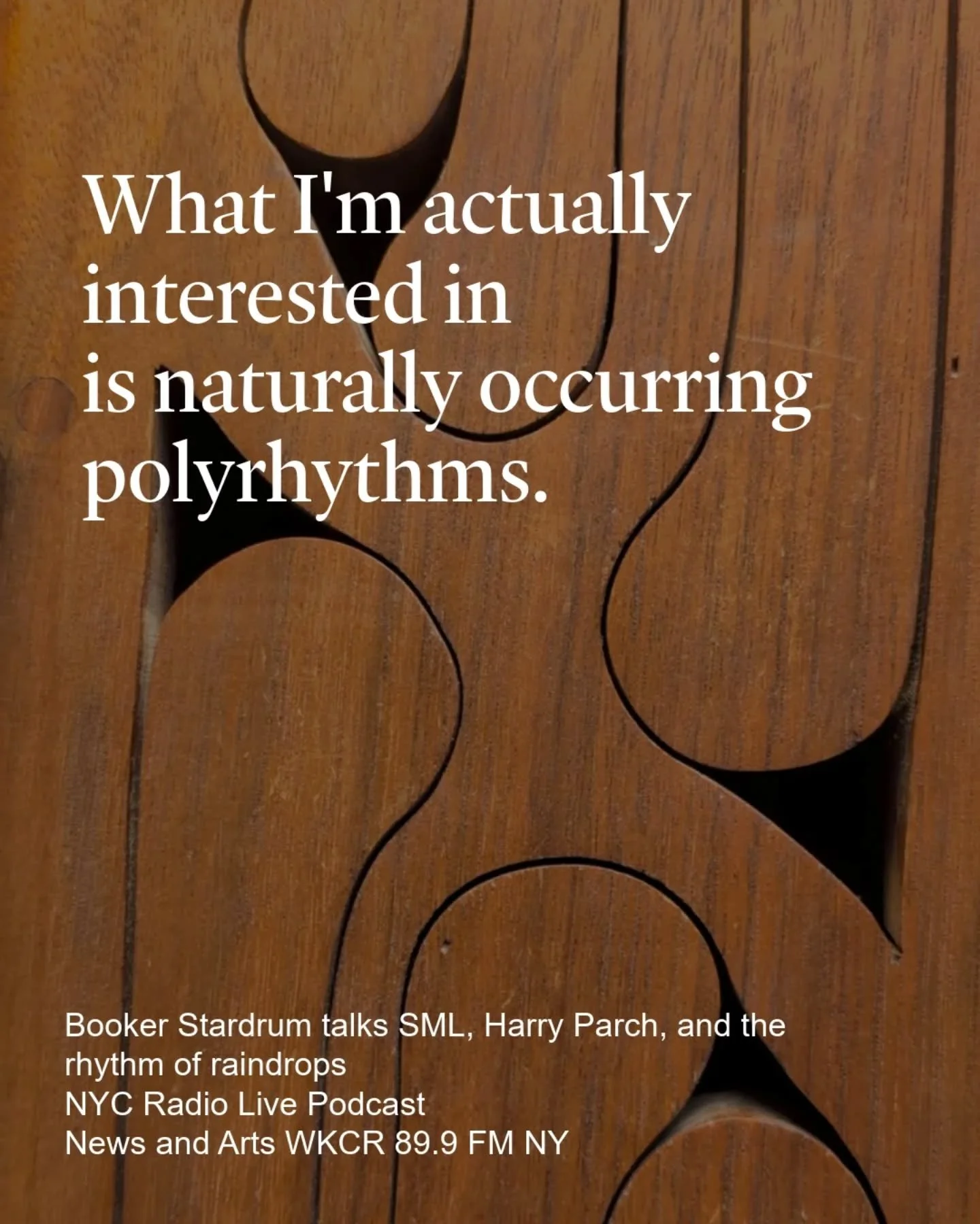 Broadcasting tonight!

Drummer/composer Booker Stardrum talks SML, Harry Parch, and the rhythm of raindrops.

📻 WKCR FM 89.9 FM-NY @wkcr
April 16 9-10 PM EST

The full interview is available on the NYC Radio Live podcast @nyc_radio_live

Booker Star