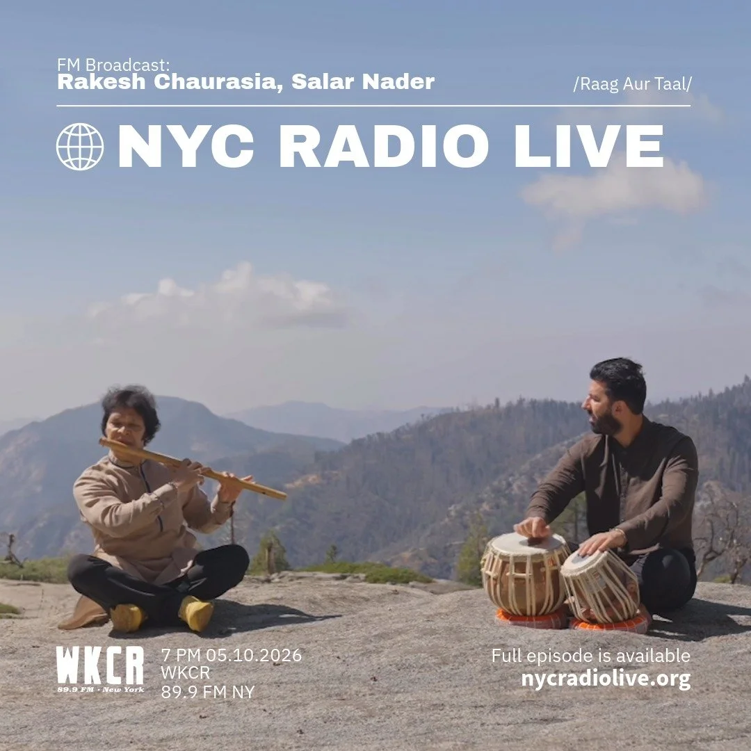 Rag Aur Tal Sunday

Tune in @wkcr 89.9 FM NY or wkcr.org at 7PM this Sunday May 10th.

The broadcast will feature two time Grammy Award winning bansuri maestro Rakesh Chaurasia and tabla pheonom Salar Nader - two of the most outstanding musicians of 