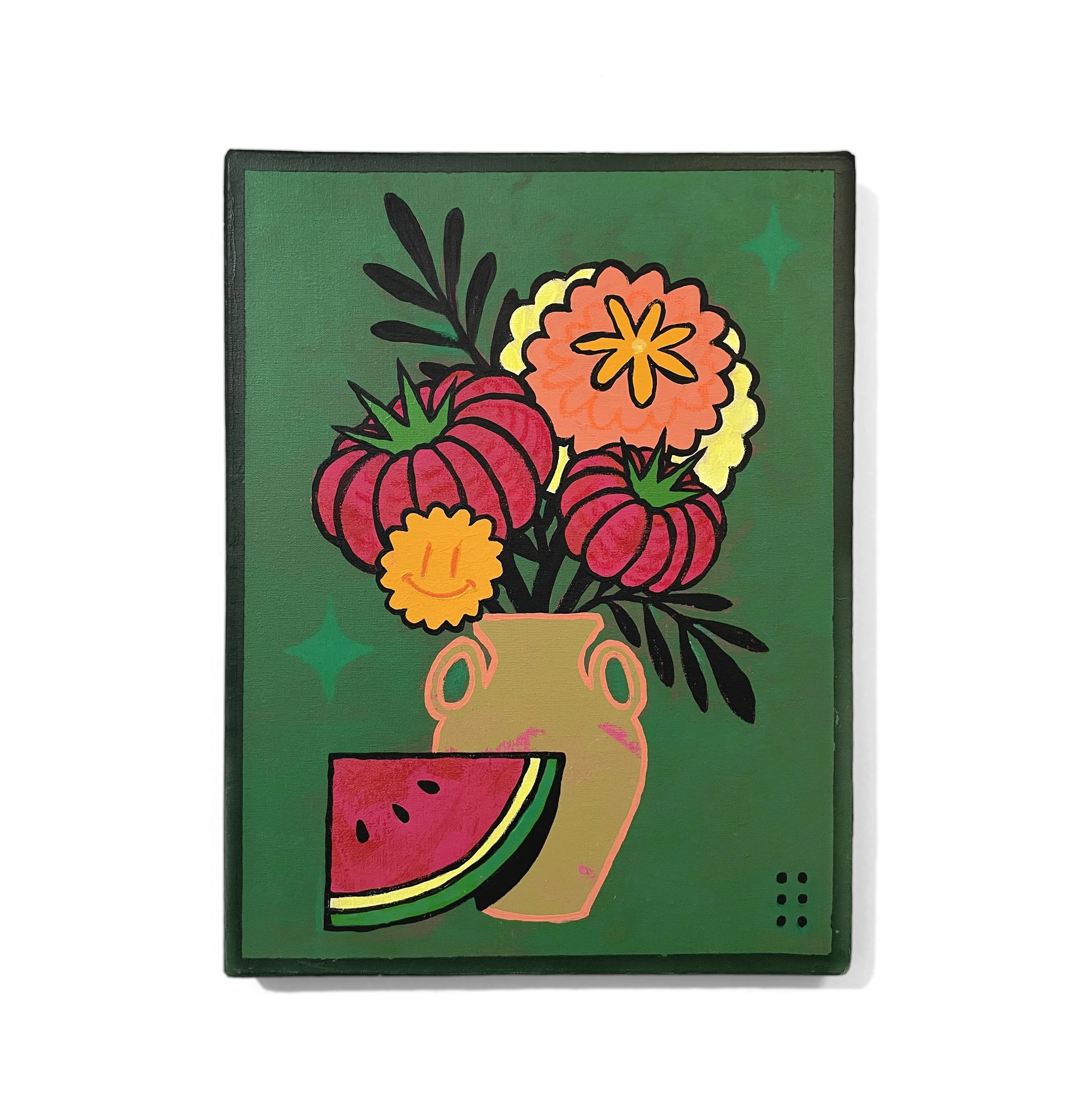 "Florero Sandía" - Acrylic on canvas, 40x30cm, 2026.
