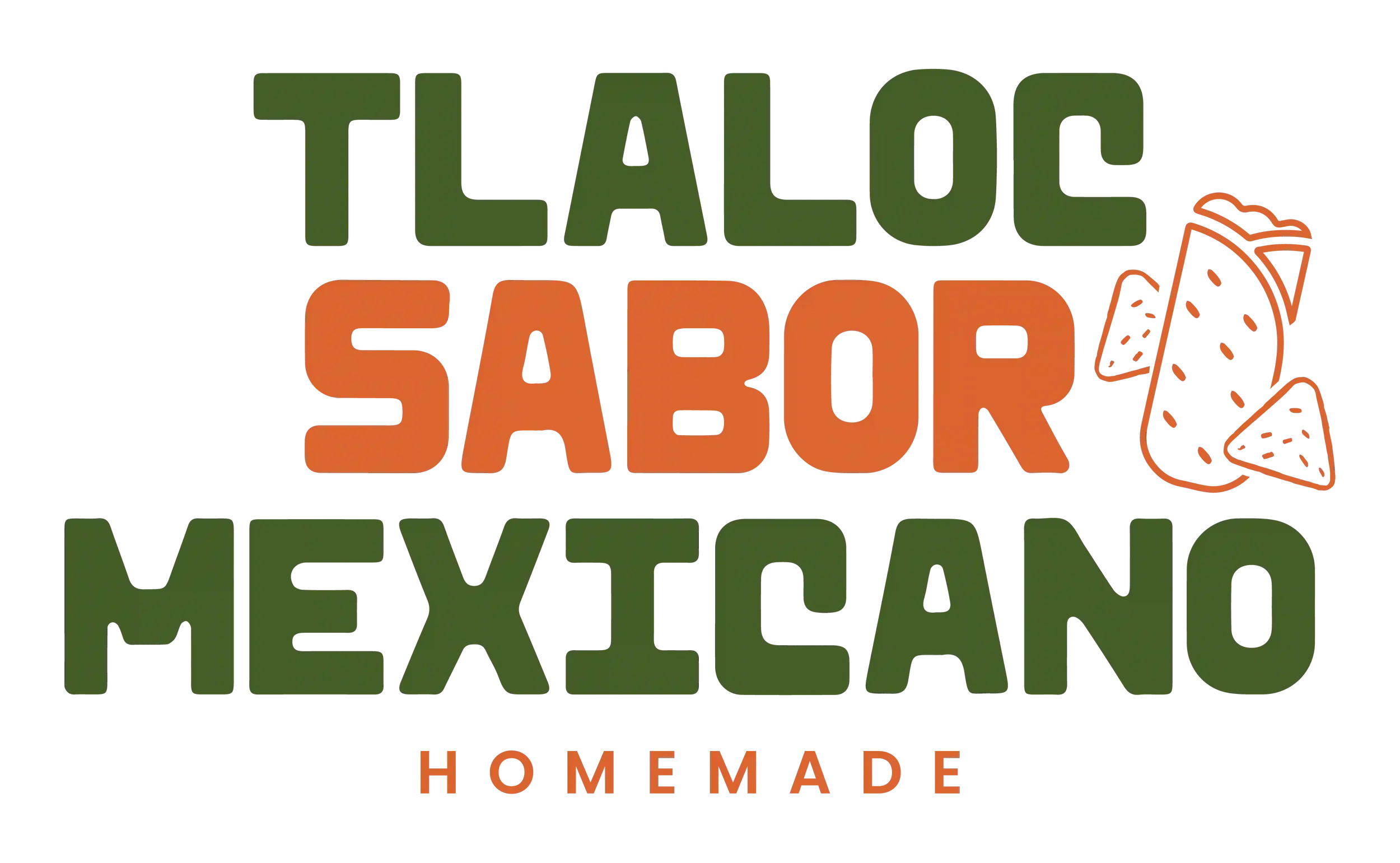 Logo for 'TLA Local Sabour', featuring a slice of pizza on the right side, with the words 'TLA', 'local', and 'sabour' in green and orange text, and 'homemade' written below in orange.