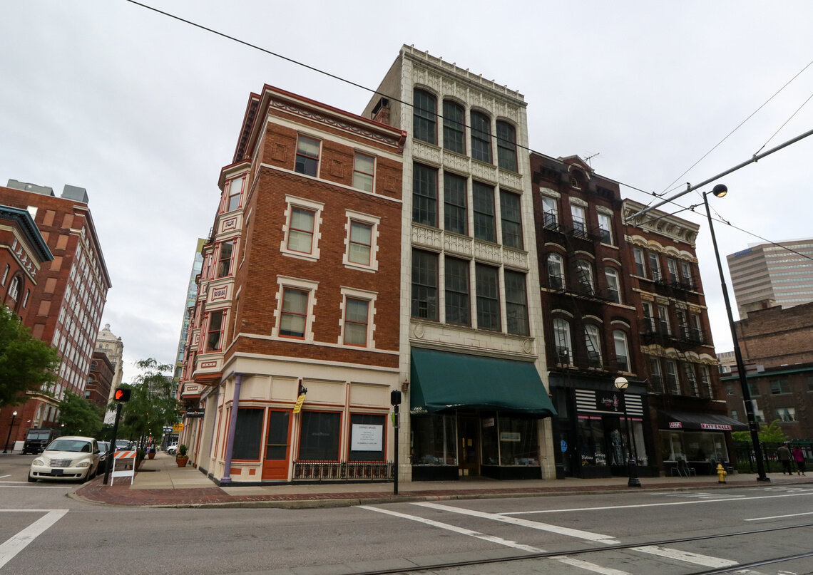 The final four remaining buildings on the block date back to (from L to R) 1905, 1916, 1884, and 1884.