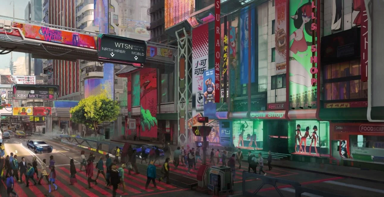 Neon billboards line the streets in Japantown