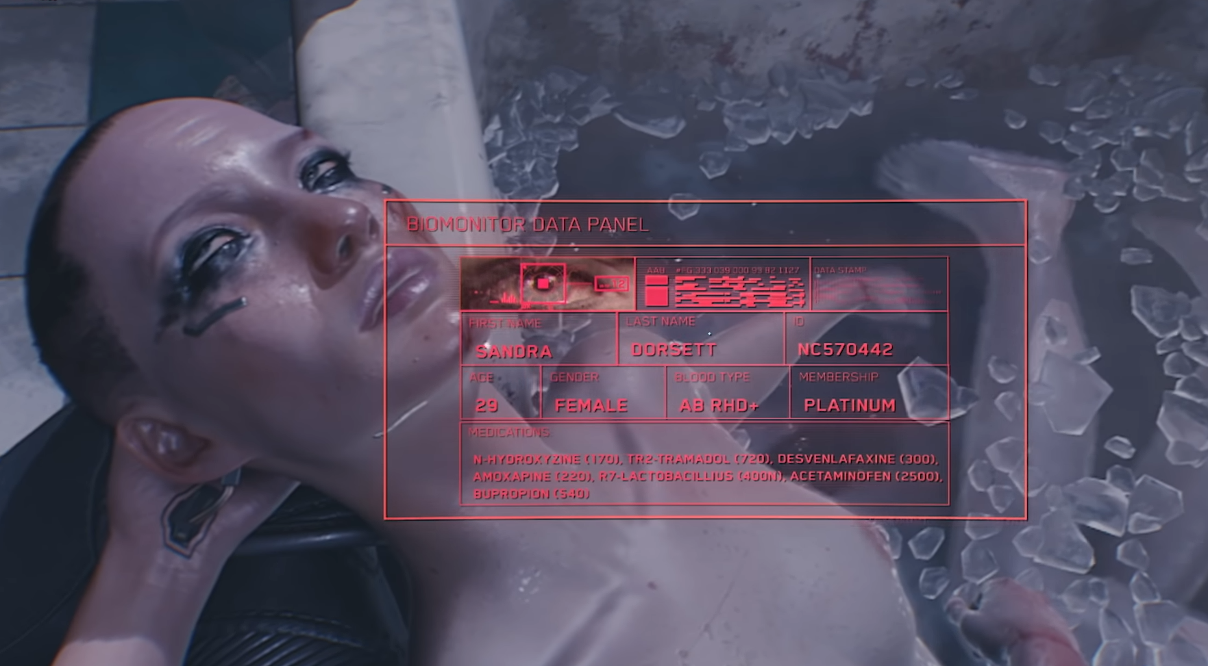 Sandra Dorsett, a Trauma Team client from the gameplay demo with a “blocked” deadman transmitter chip