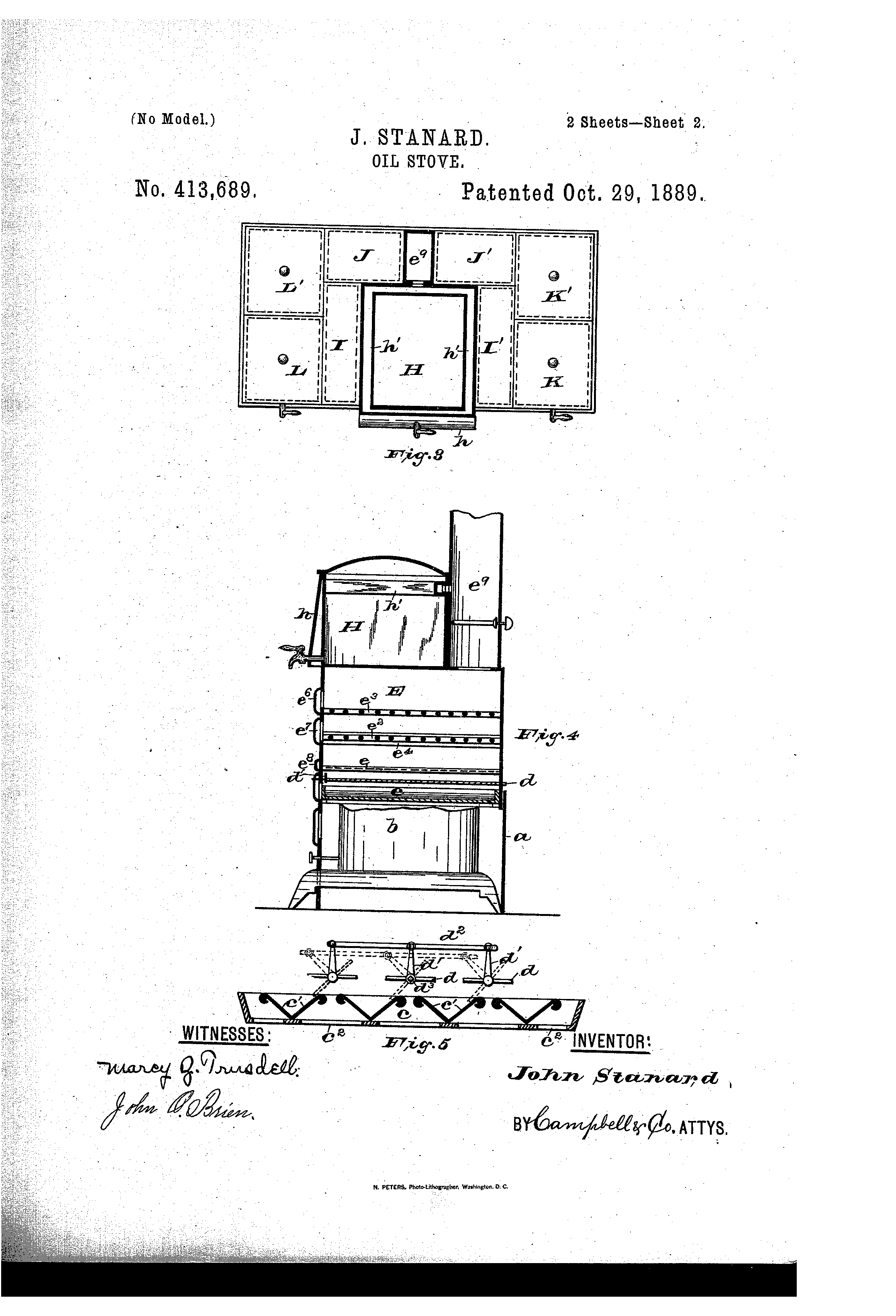 Patent Illustration of Stanard's Oil Stove, view 2