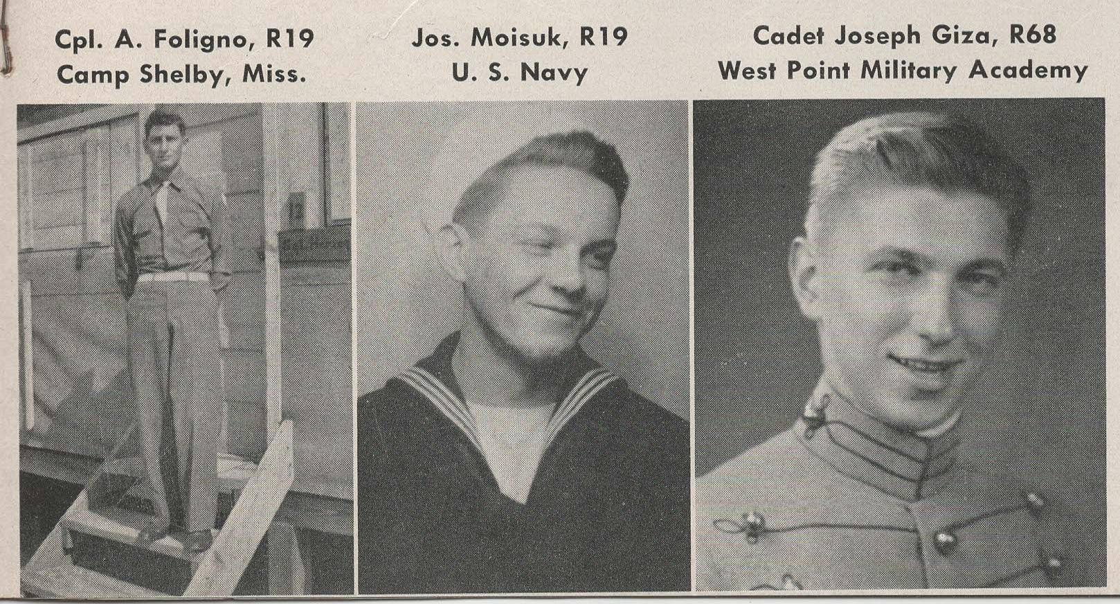 L-R: Cpl. A. Foligno, Jos. Moisuk, Cadet Joseph Giza