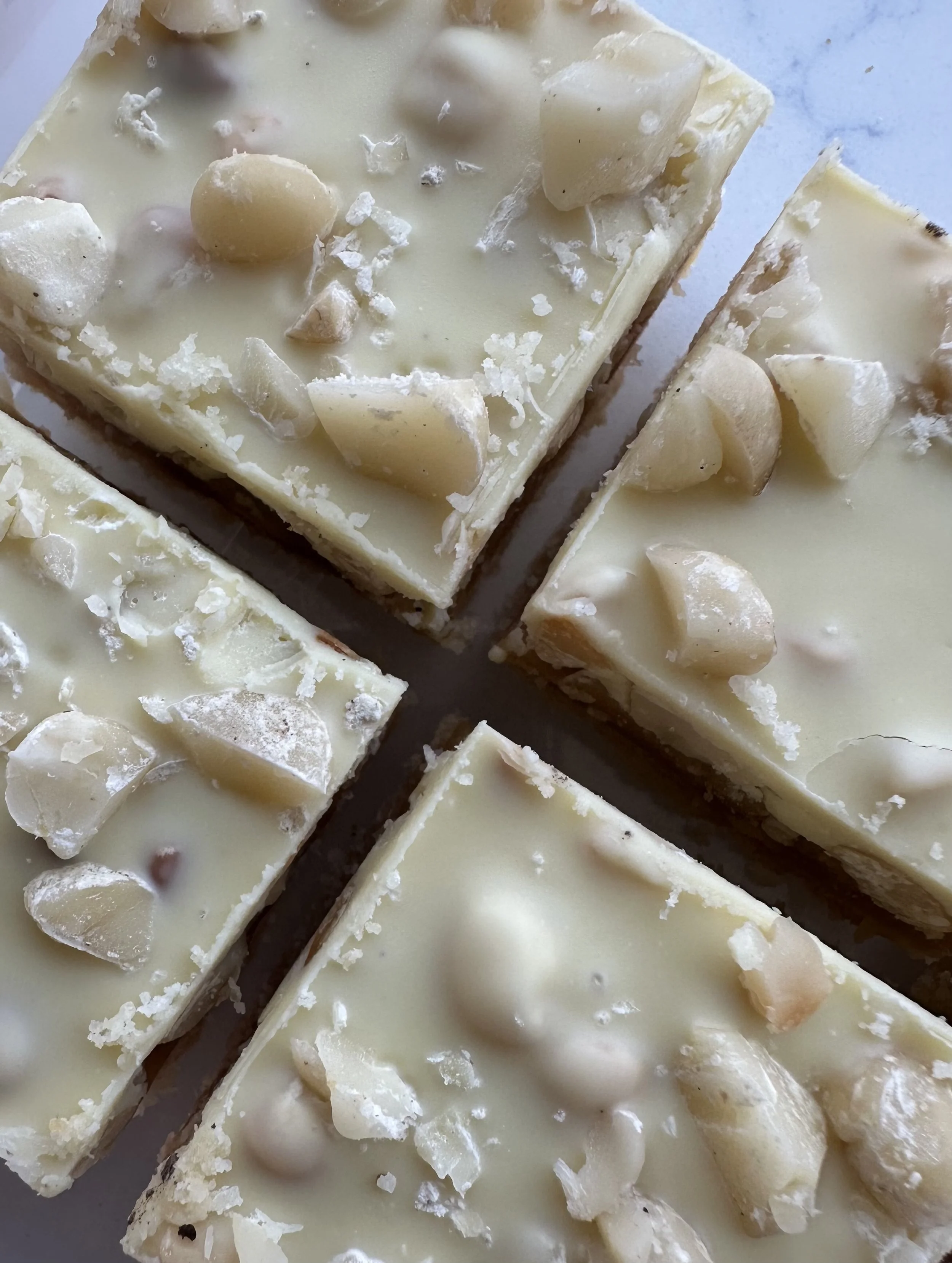 White Chocolate Macadamia Slice