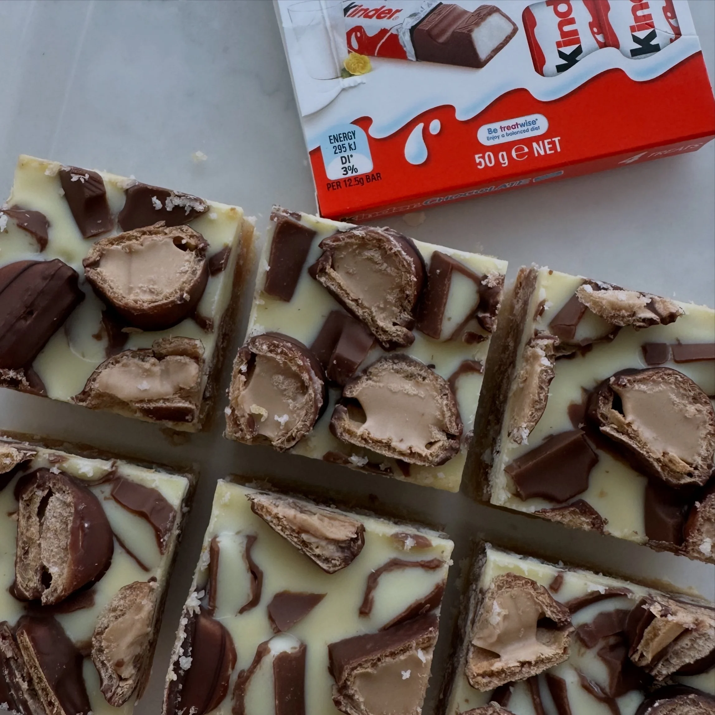White Chocolate Kinder Slice
