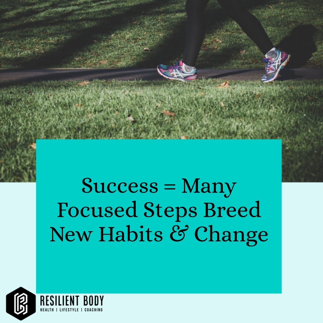 SUCCESS = MANY FOCUSED STEPS BREED NEW HABITS AND CHANGE