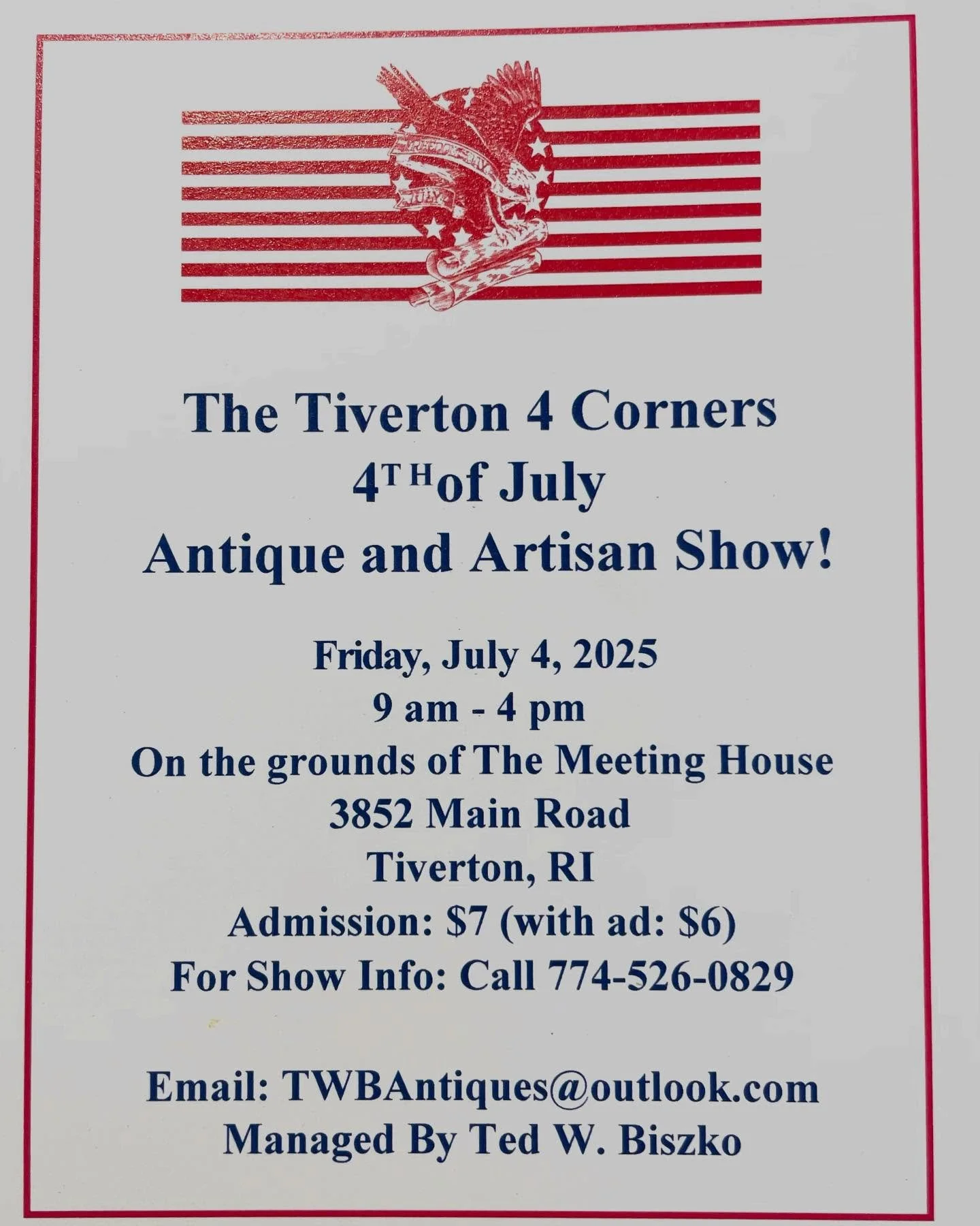 Hope to see you Friday! Lots of fun to be had in @tivertonfourcorners
@themeetinghouseri yard
@fourcornersartscenter sculpture garden
See you there!