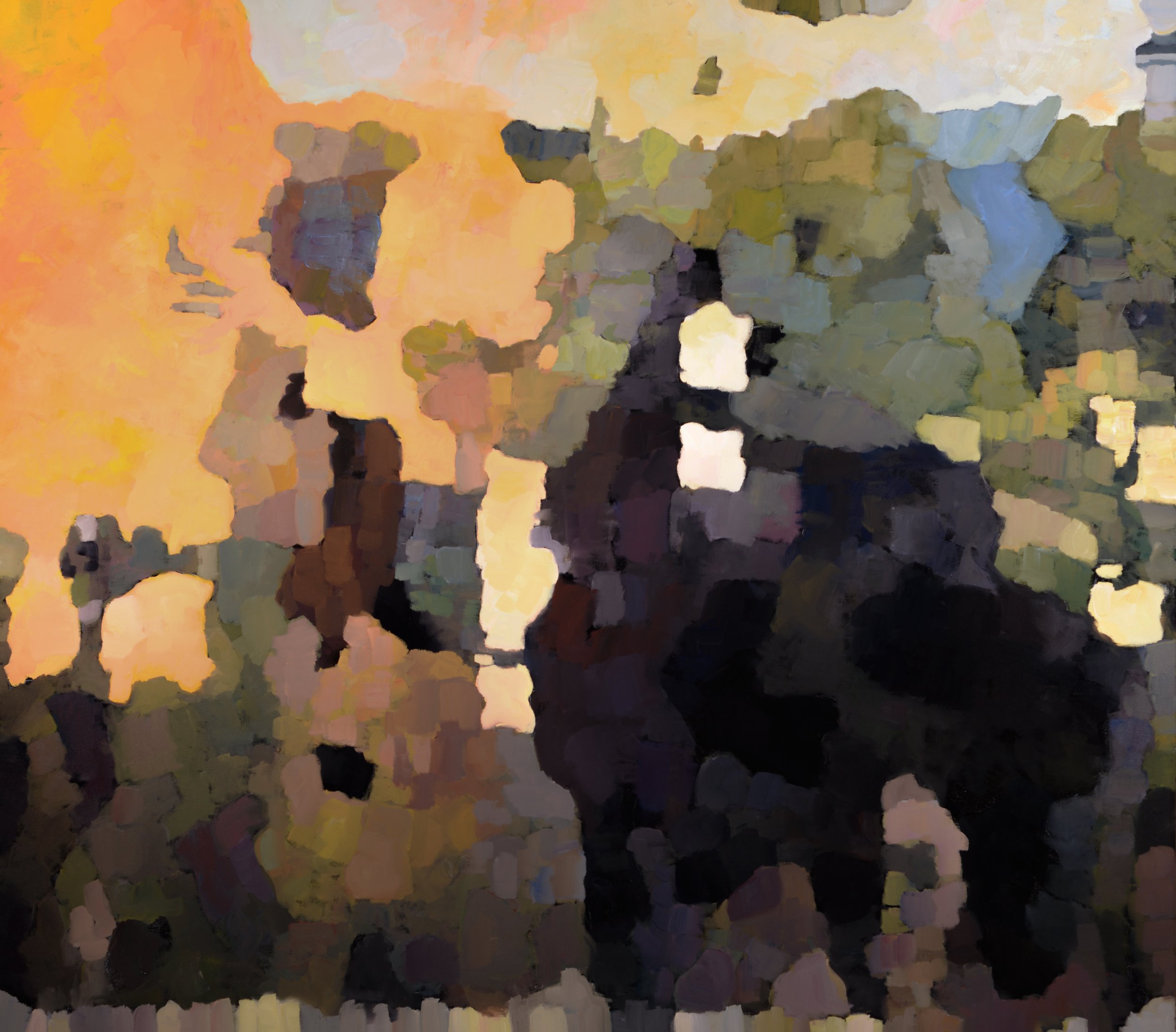 Hillside Aspens, Summer to Autumn,oil on canvas, 48x54, 10200,2023 .jpeg