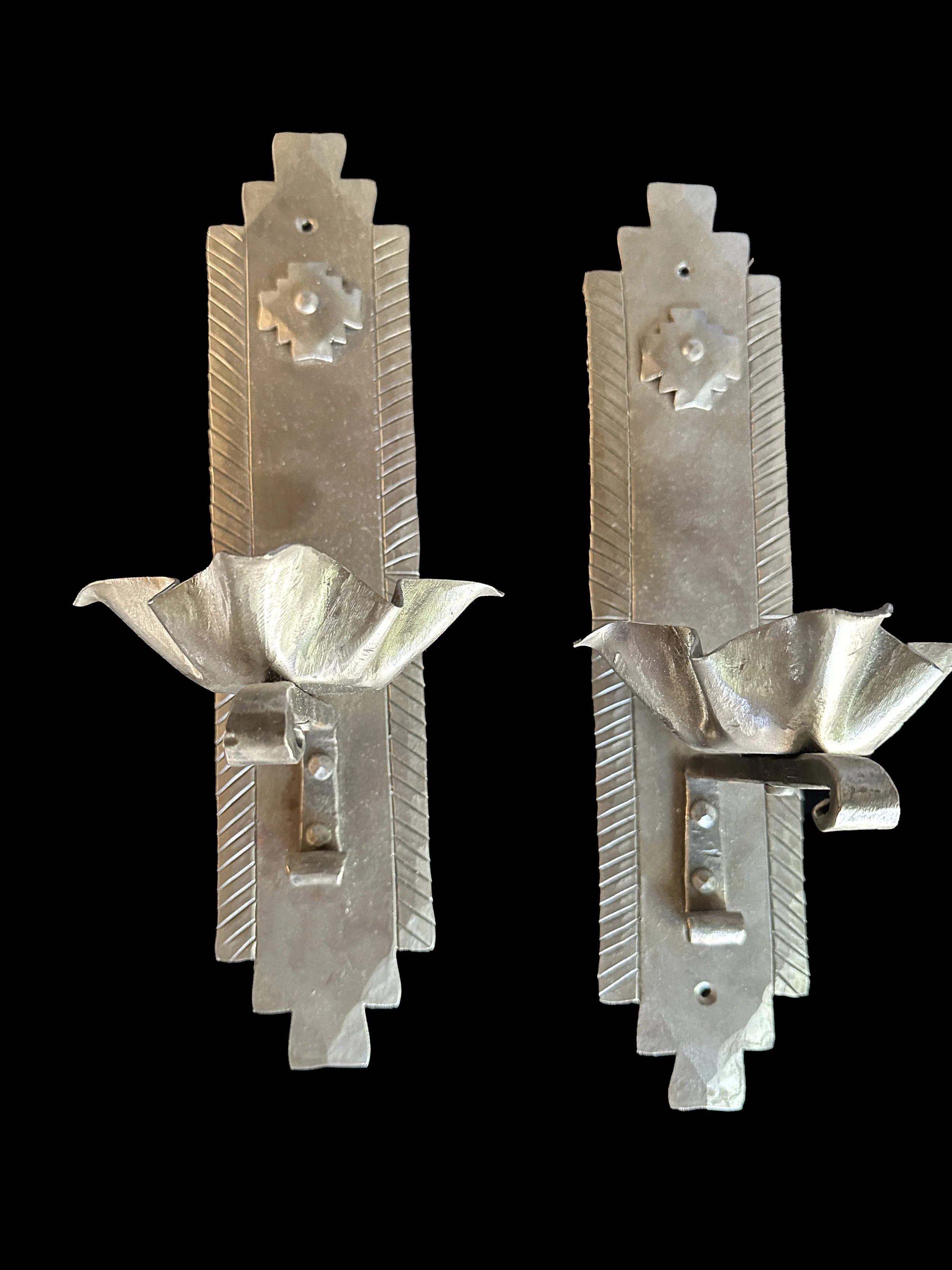 Steven Lucero / Pair of Forged Steel Sconces