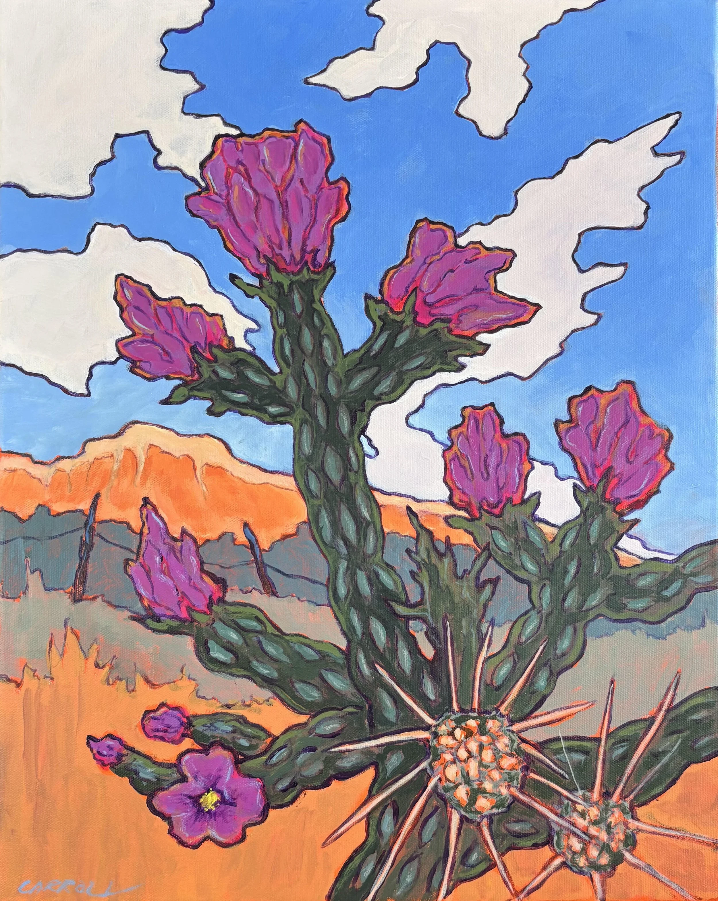 Scattered Clouds and Cholla Blooms - Acrylic, 20” x 16%22.jpg