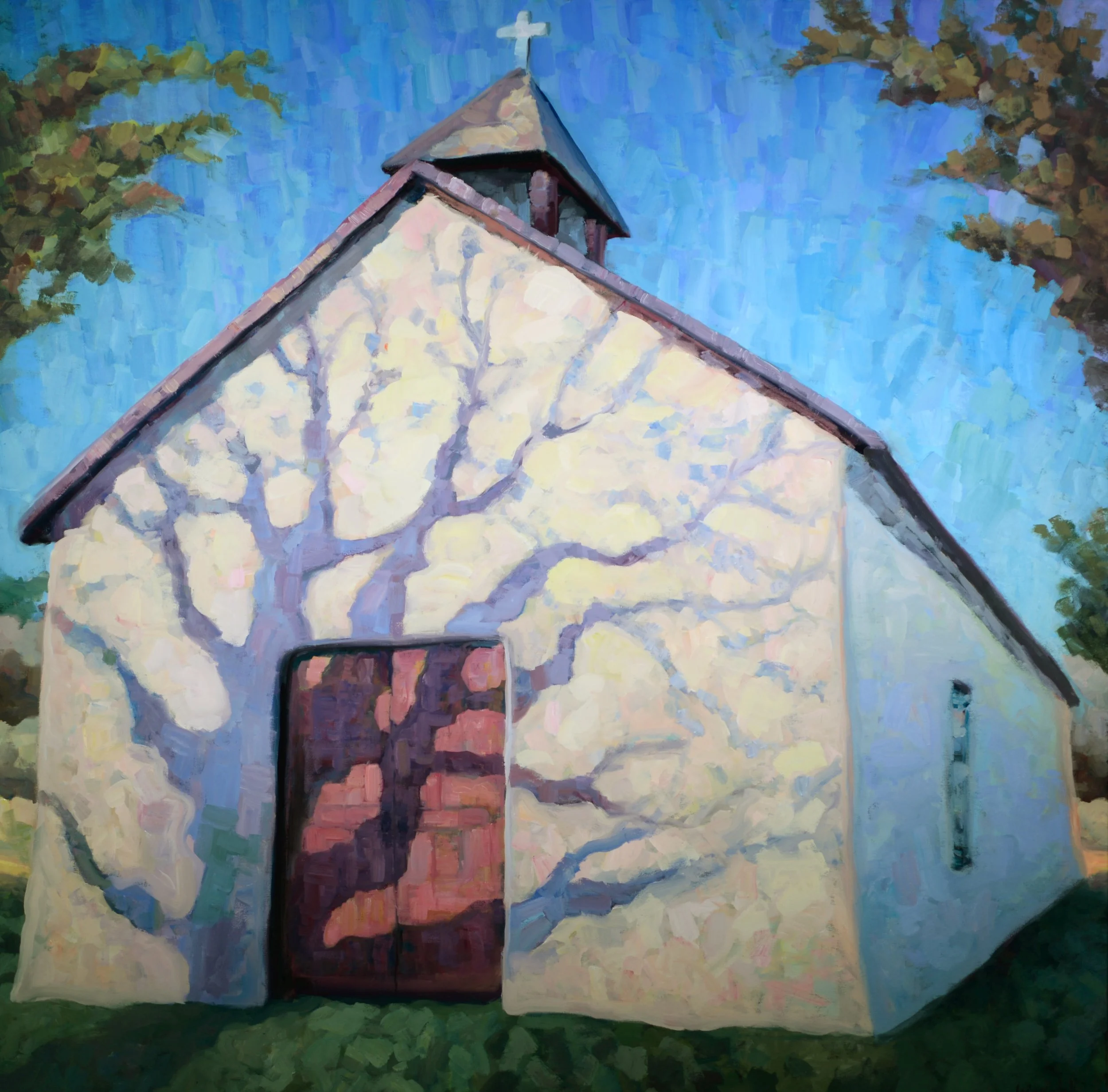 Chapel Shadows, La Puebla, NM, oil on canvas, 48x48.jpg