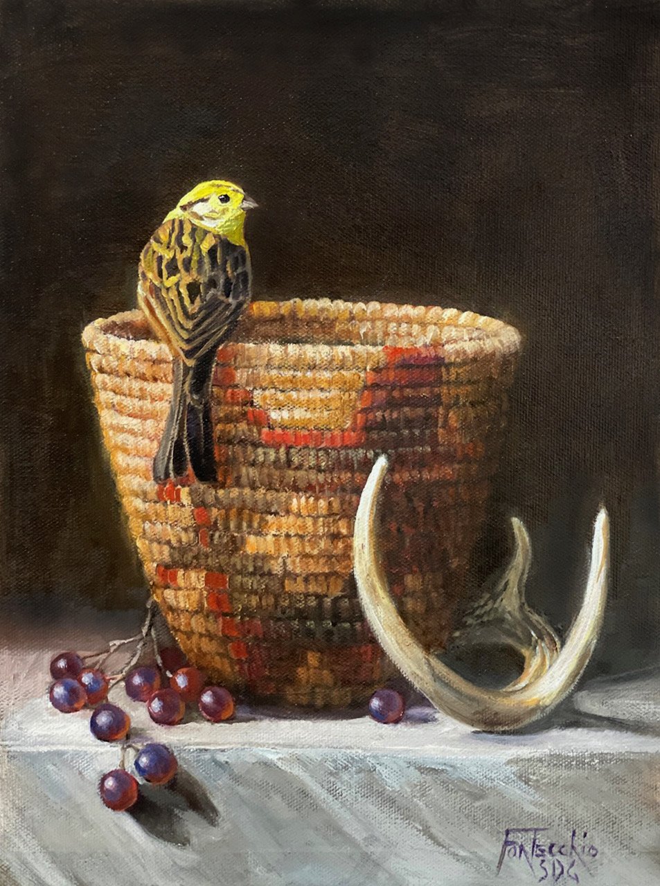 Jan Fontecchio / Jicarilla Basket, Mescadine Grapes and Yellowhammer