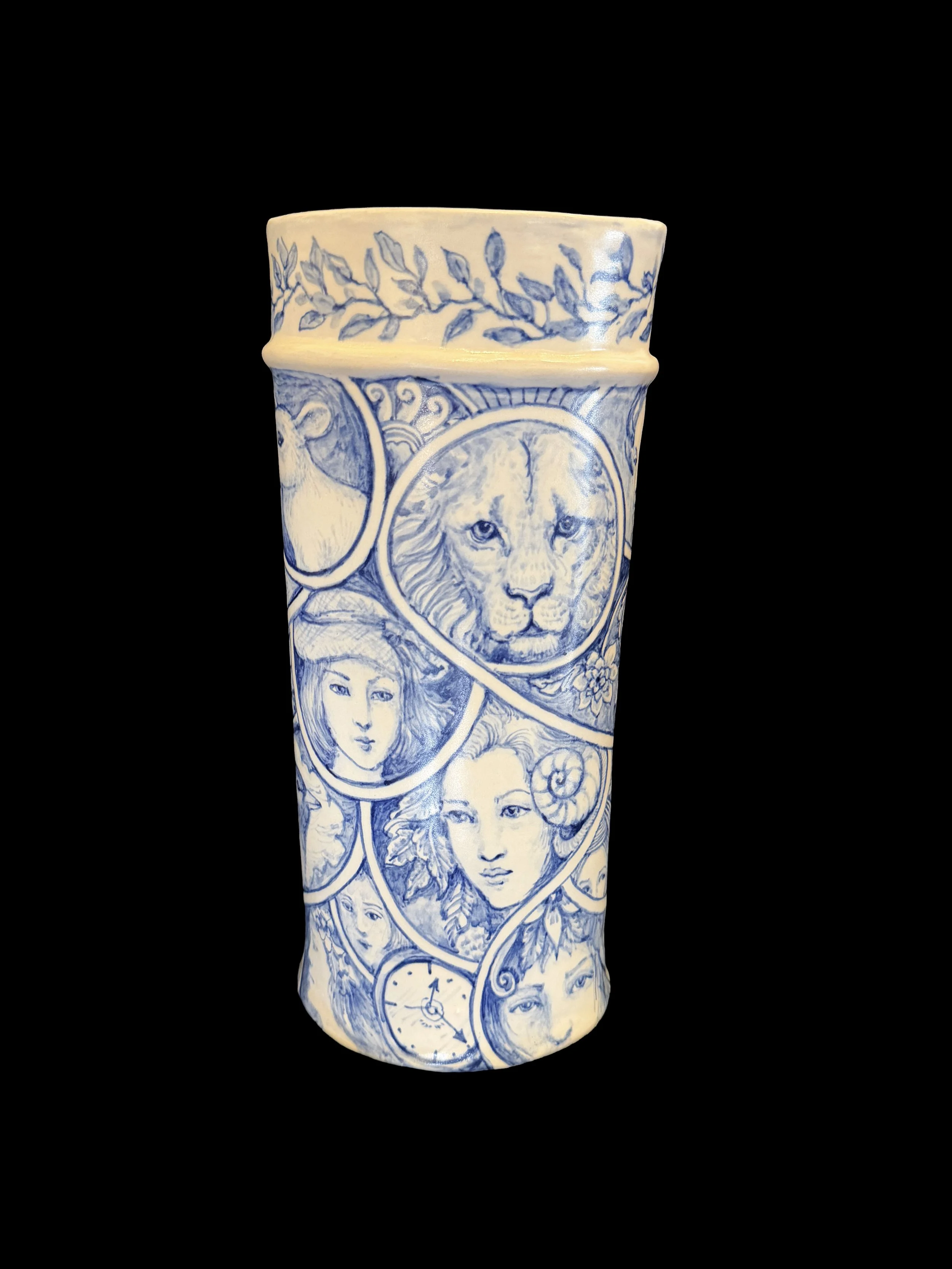 Pam Stern / Blue and White Lion Vase