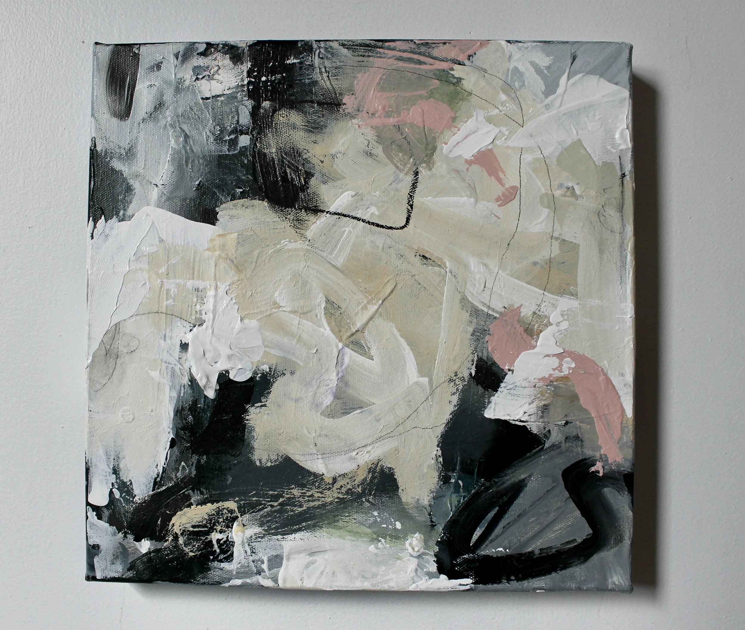 Not Alone 12x12 $179 Acrylic, oil pastel, Charcoal on 1.5" deep Canvas (1 of 2)