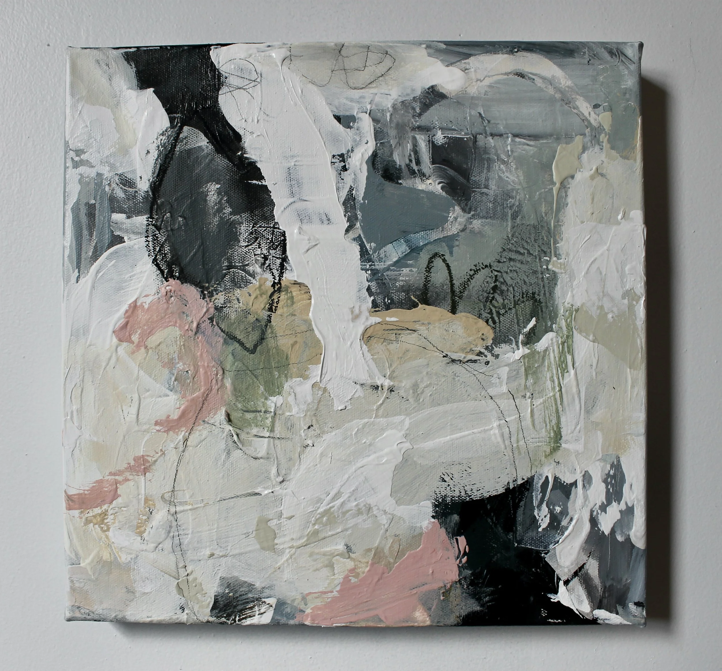 Another Chance 12x12 $179 Acrylic, oil pastel, Charcoal on 1.5" deep Canvas (2 of 2)