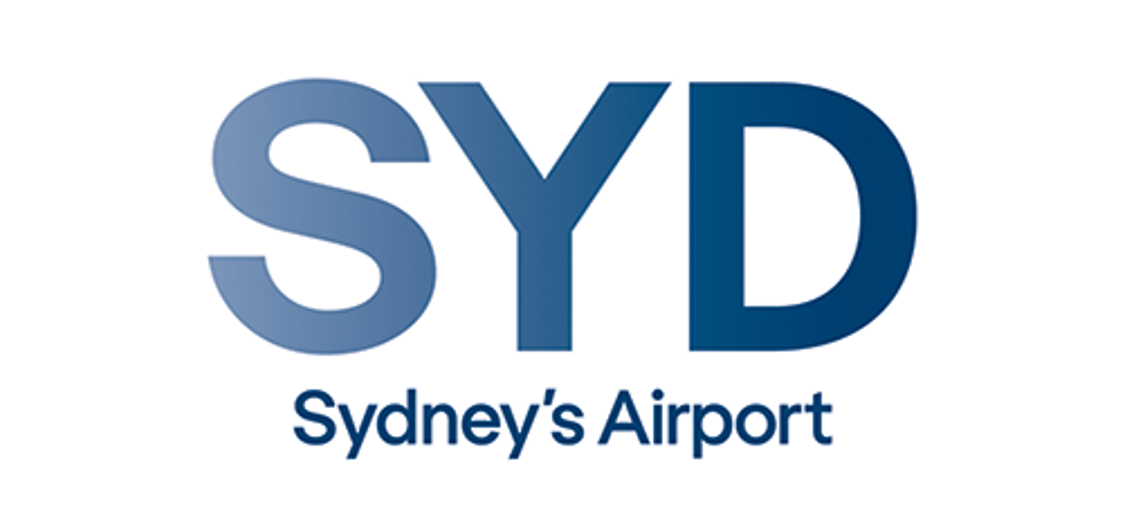 Logo for Sydney Airport, featuring large letters 'SYD' in blue and the text 'Sydney's Airport' underneath.