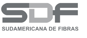 Logo for SUDAMERICANA DE FIBRAS with stylized initials 'SDF' and company name beneath