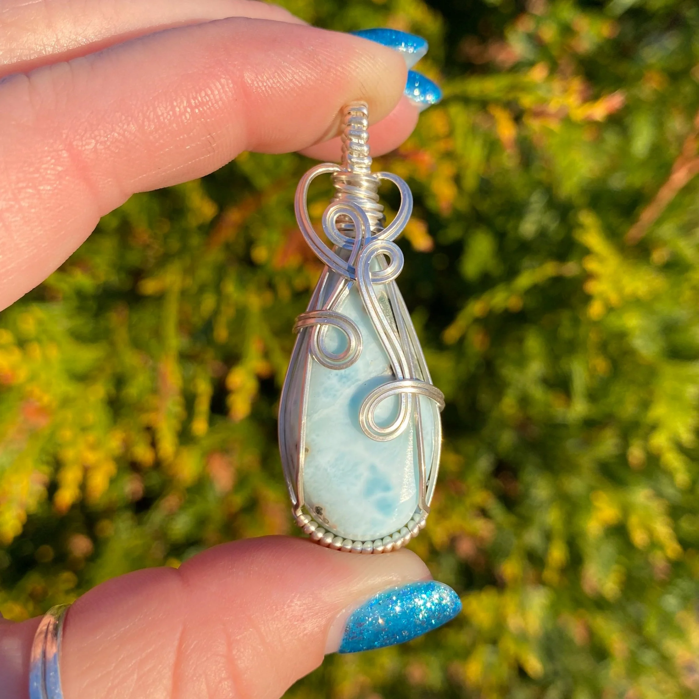 Larimar Wrapped in Sterling Silver (Hand Cut, Polished & Wrapped by Me!)