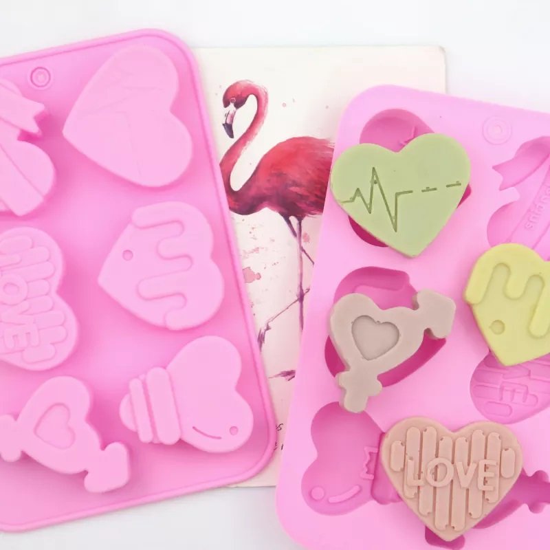 6 Cavity Heart New Silicone Mould